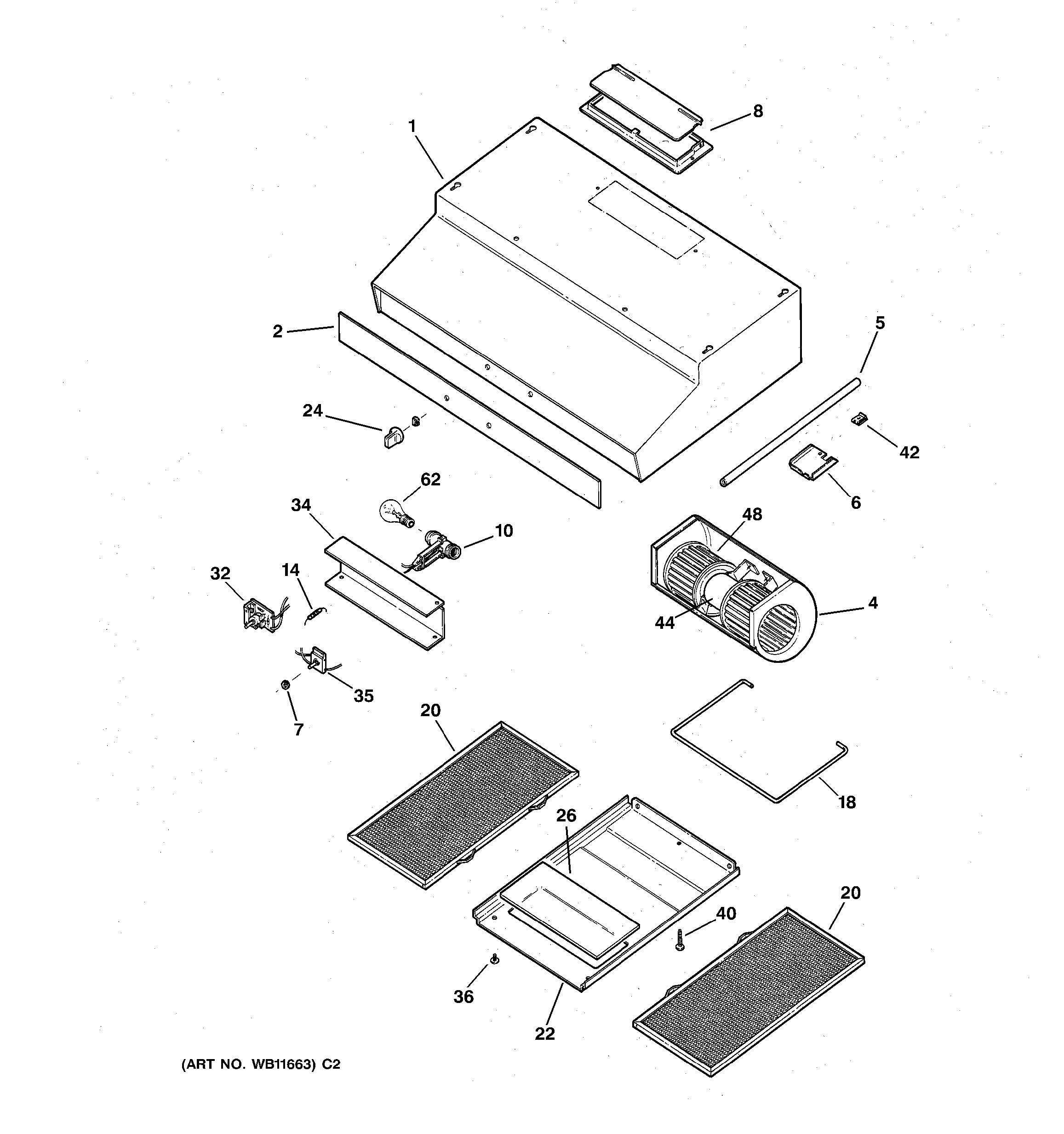 Assembly View for RANGE HOOD PARTS JV376V2WW