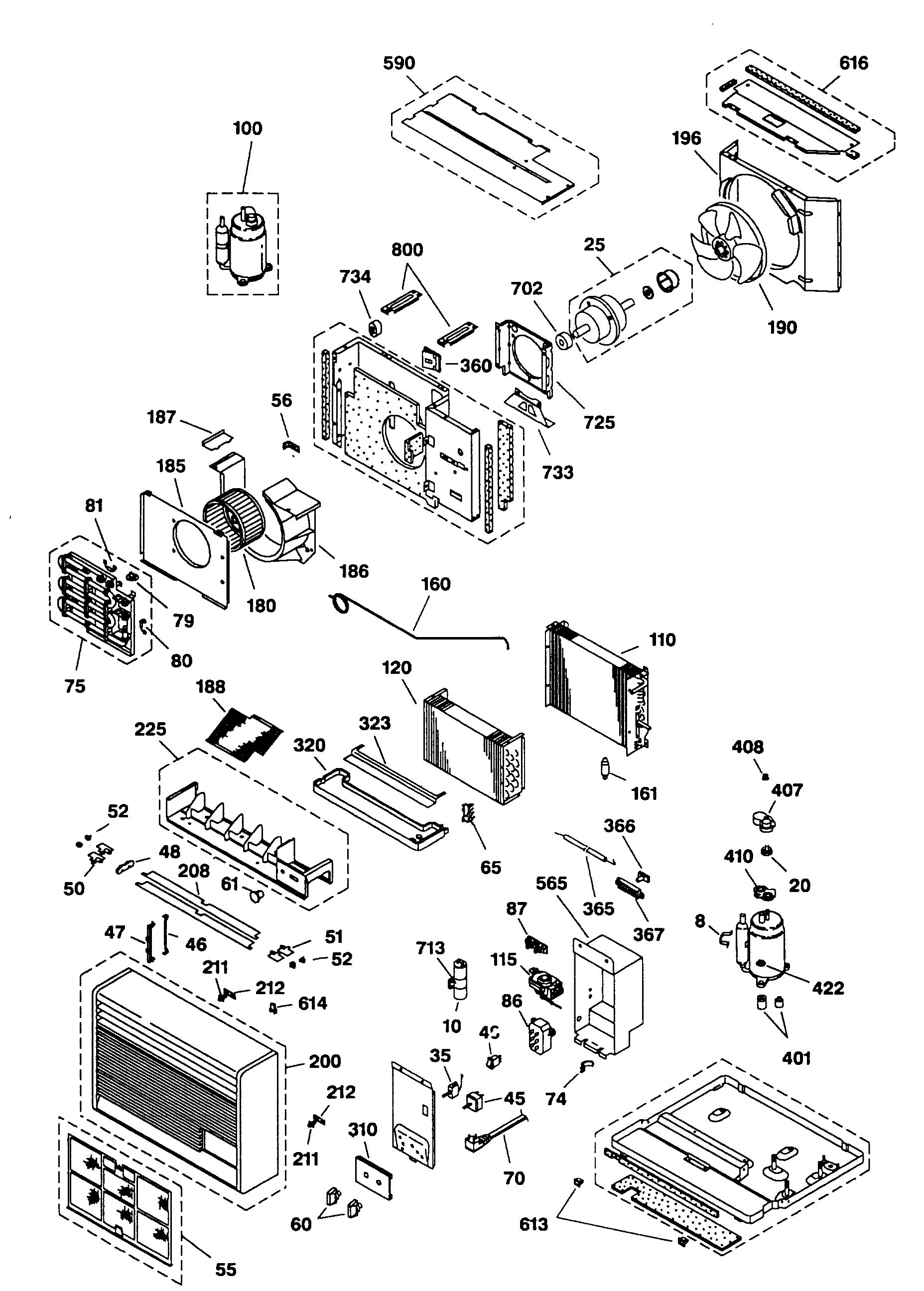 Assembly View for ROOM AIR CONDITIONER PARTS AJJH11DFV1