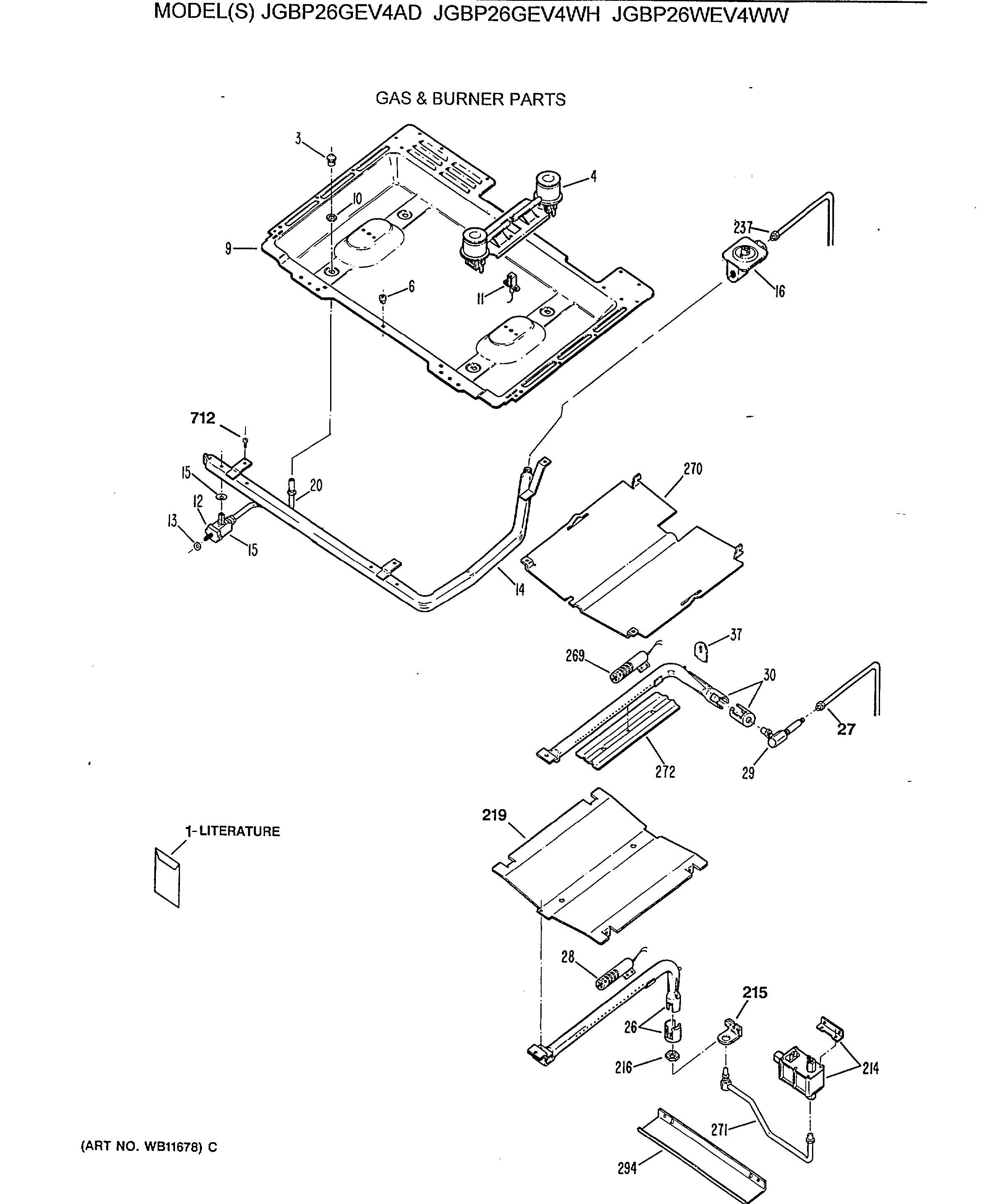 Assembly View for GAS & BURNER PARTS JGBP26WEV4WW