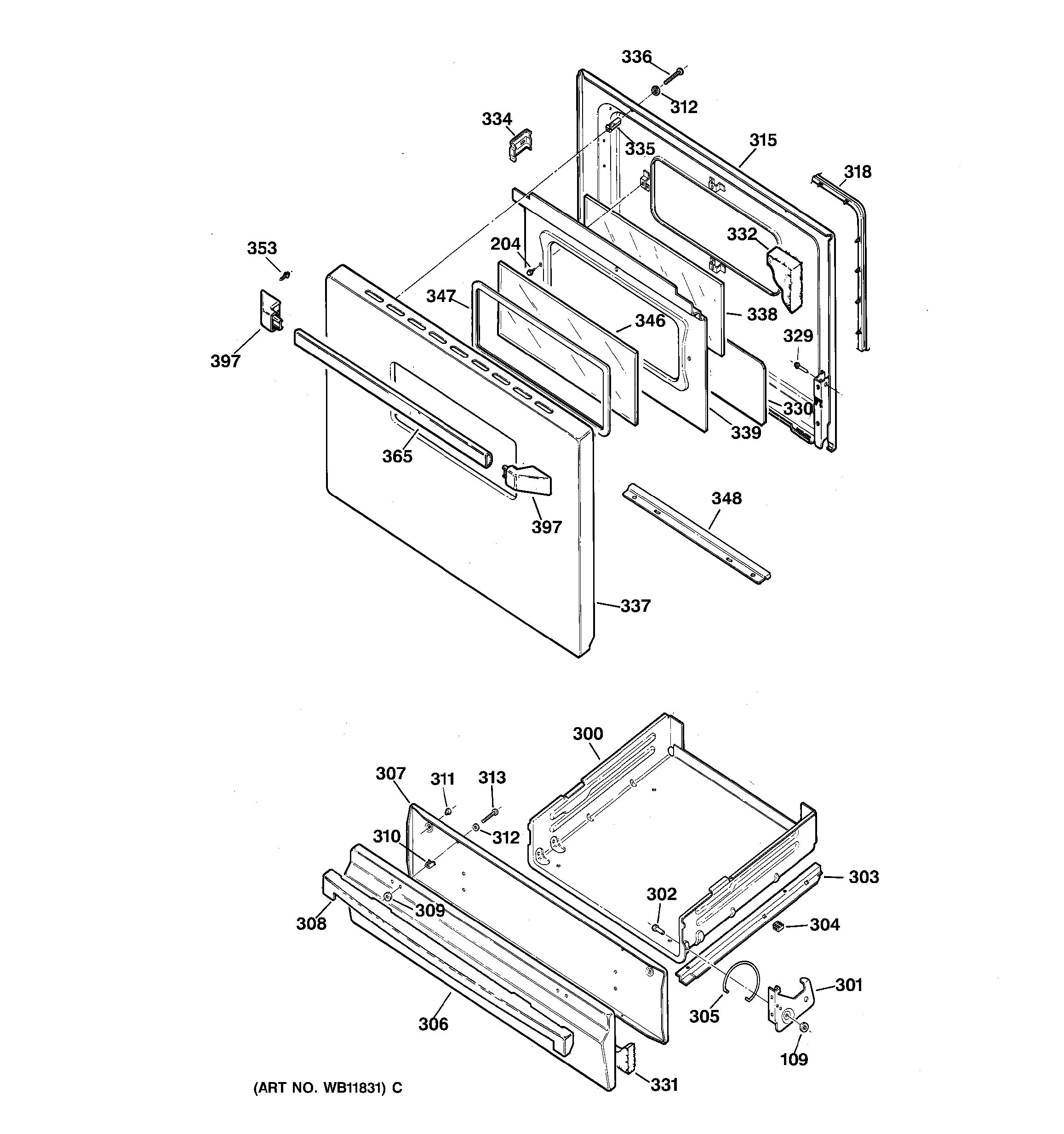 Assembly View For DOOR DRAWER PARTS JGBC17PEA1AD