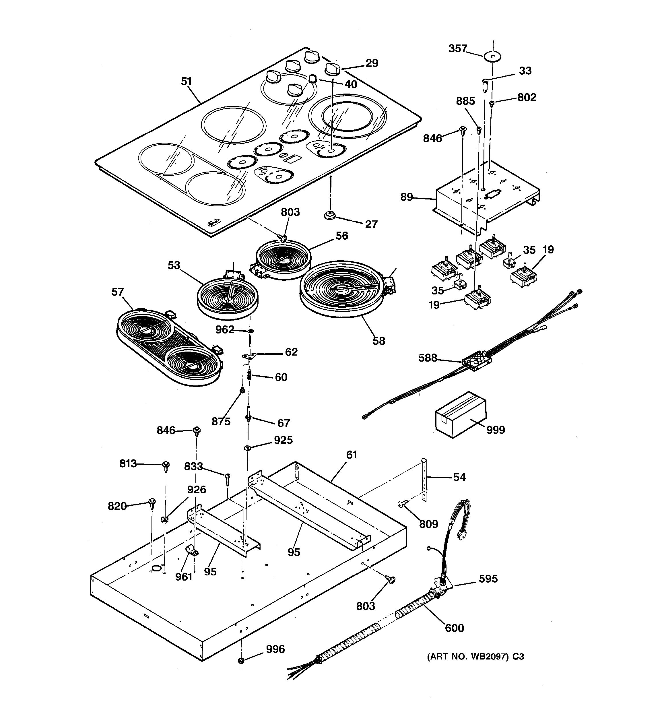 Assembly View for COOKTOP JP960BA2BB