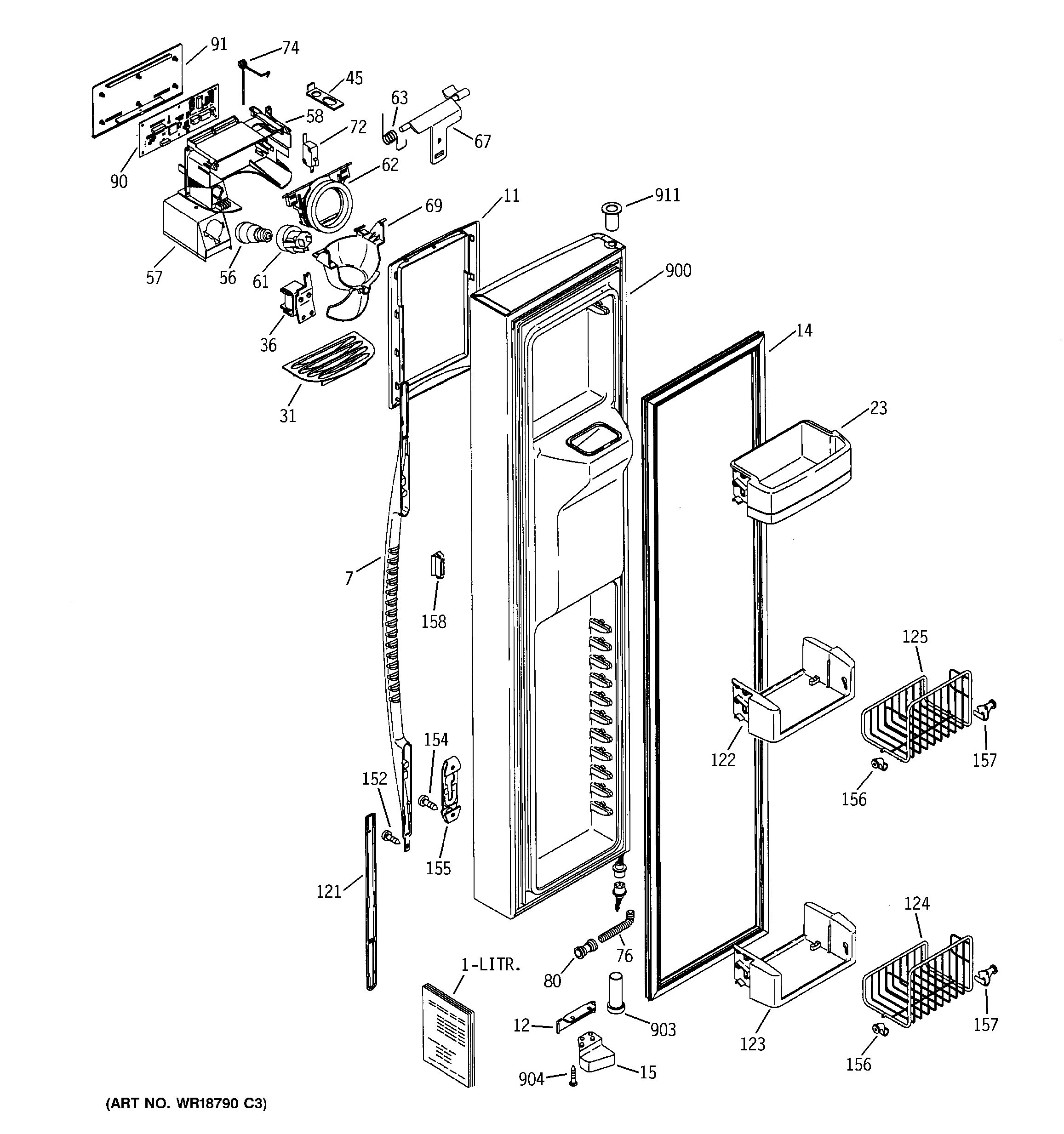 Assembly View For Freezer Door