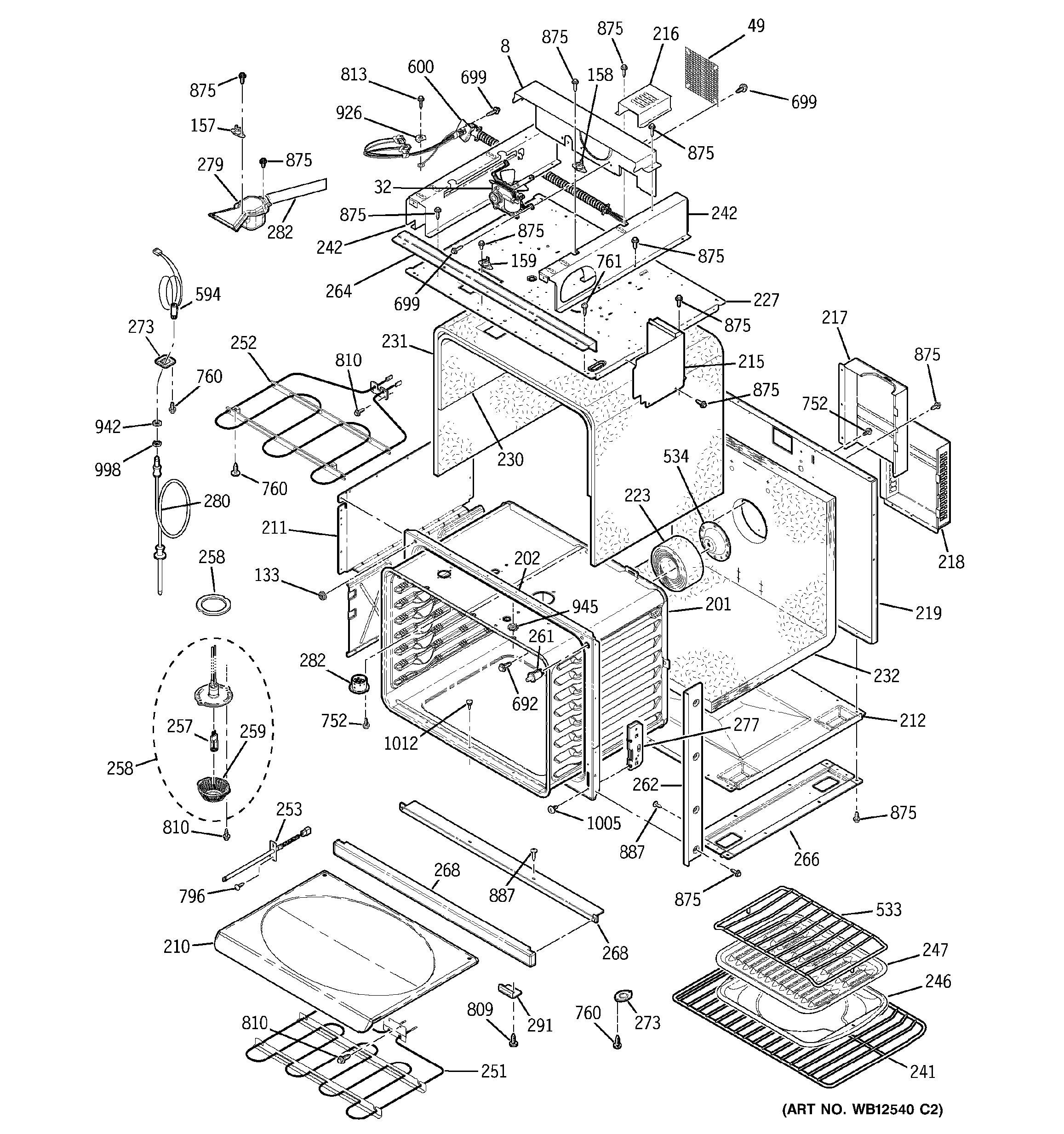 Assembly View for BODY WITH MICROWAVE SUPPORT JT965BF1BB