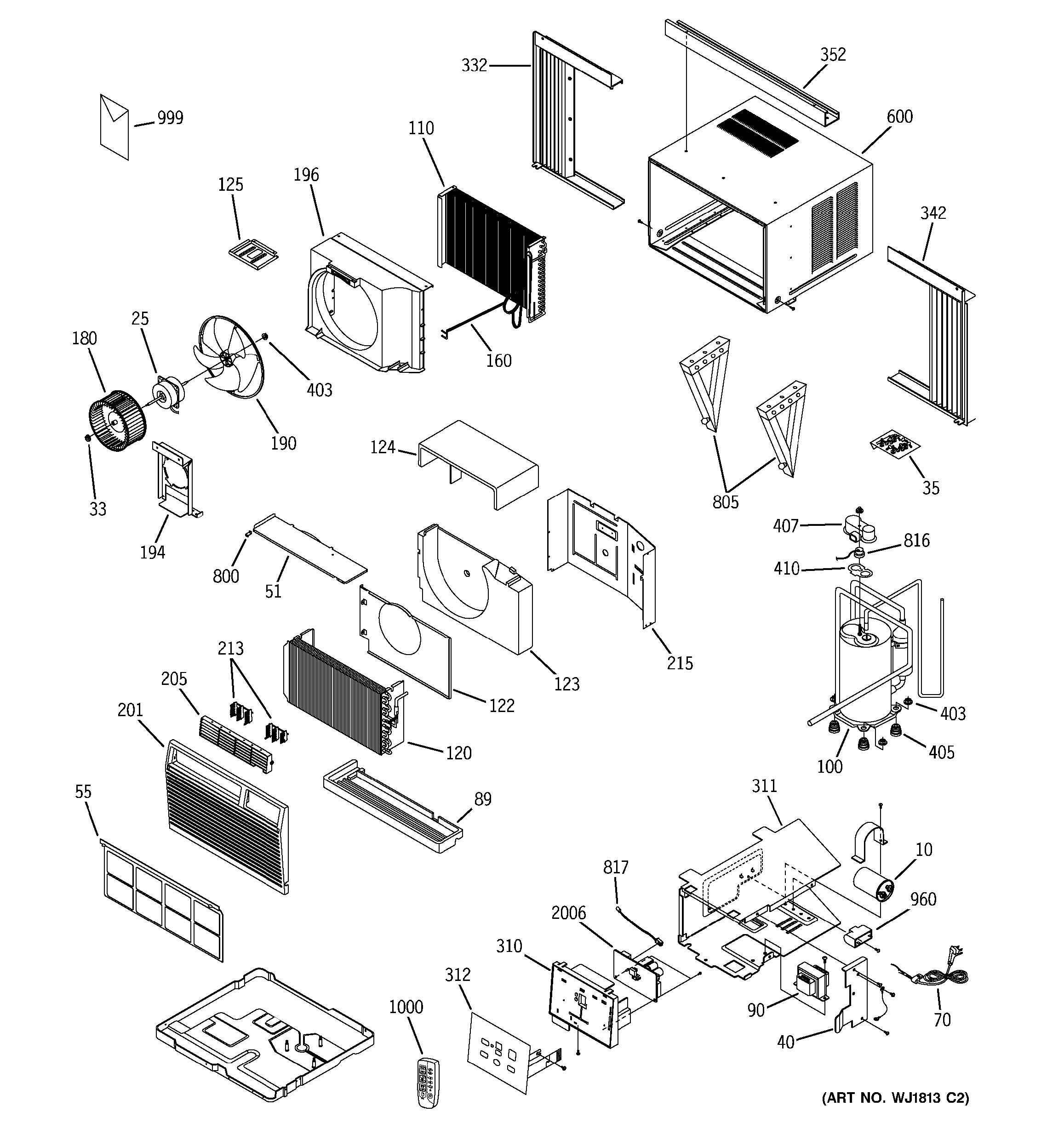 Assembly View For Room Air Conditioner 