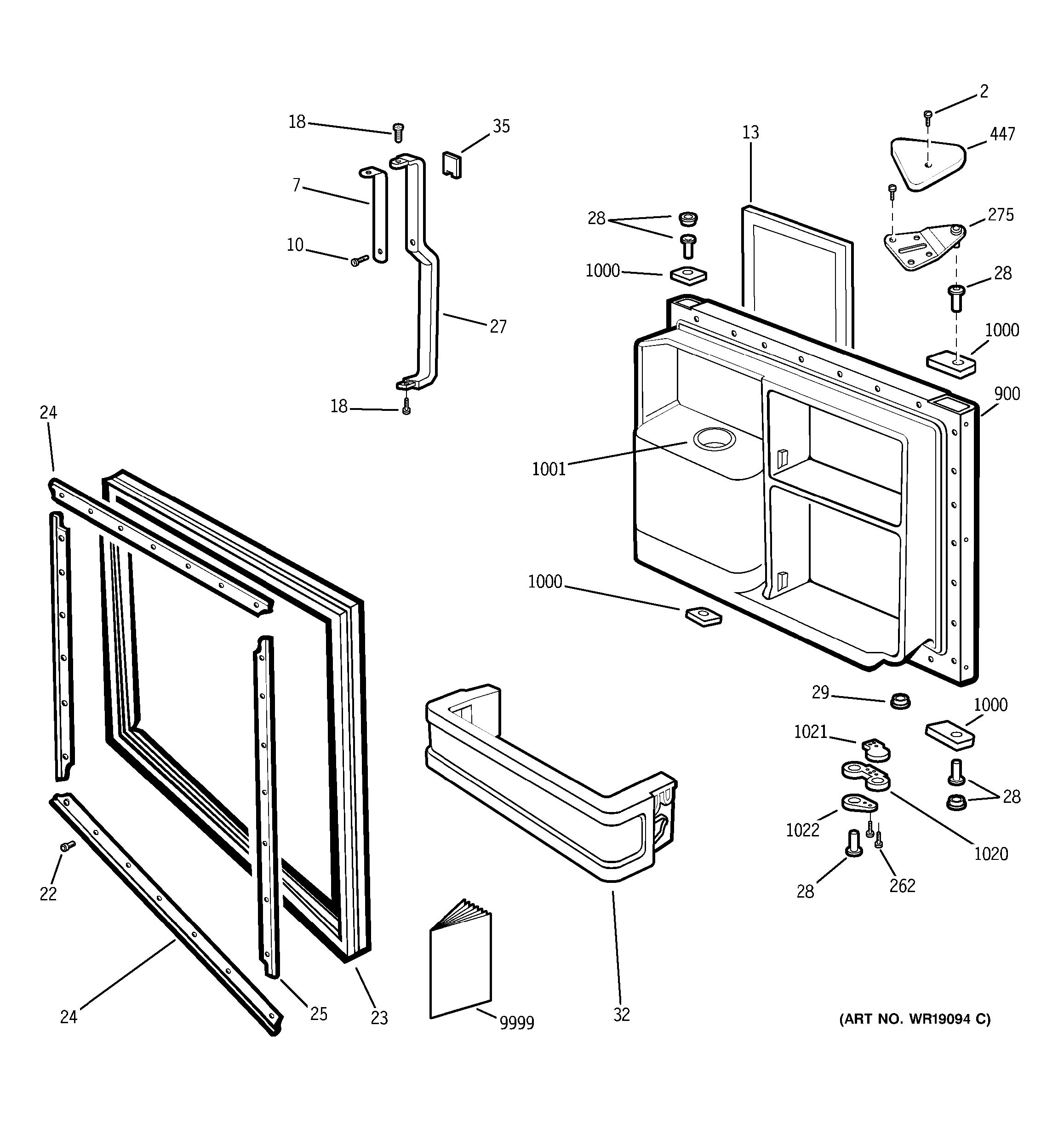 Assembly View for FREEZER DOOR PTC22SFMALBS