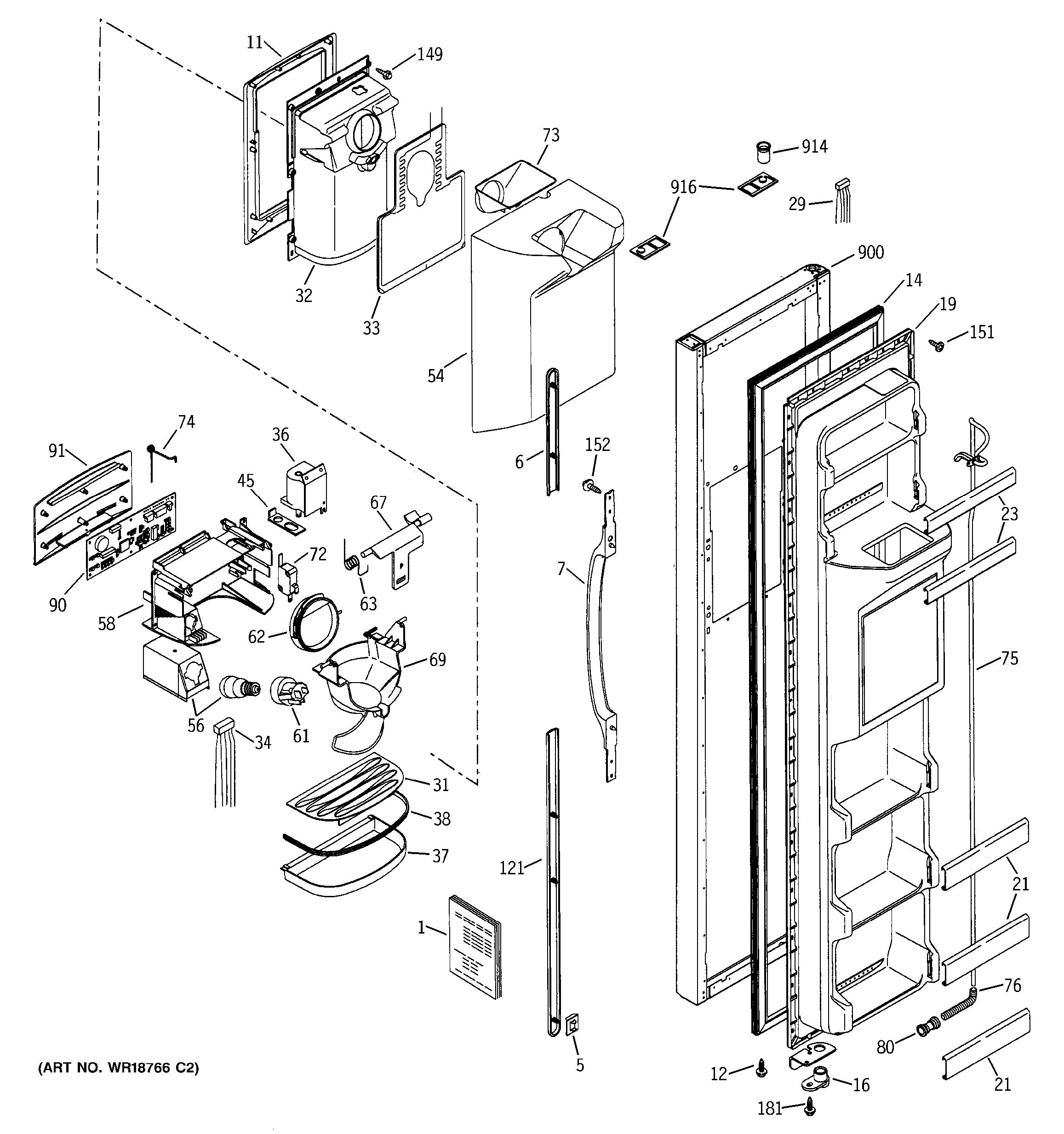 Assembly View for FREEZER DOOR | GSS22KGMABB ge profile refrigerator wiring diagram 