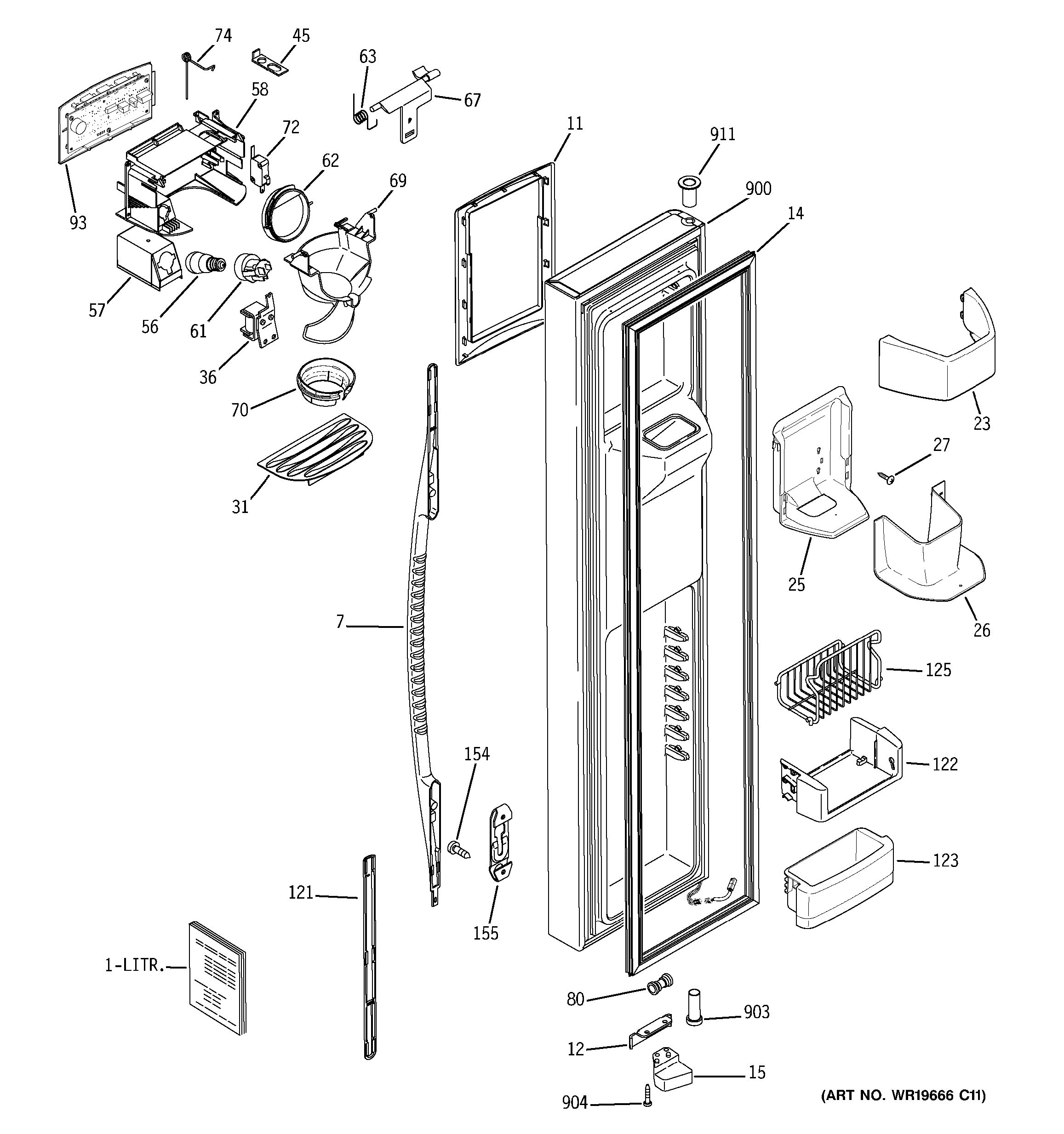 Assembly View for FREEZER DOOR PSS26MGSBCC