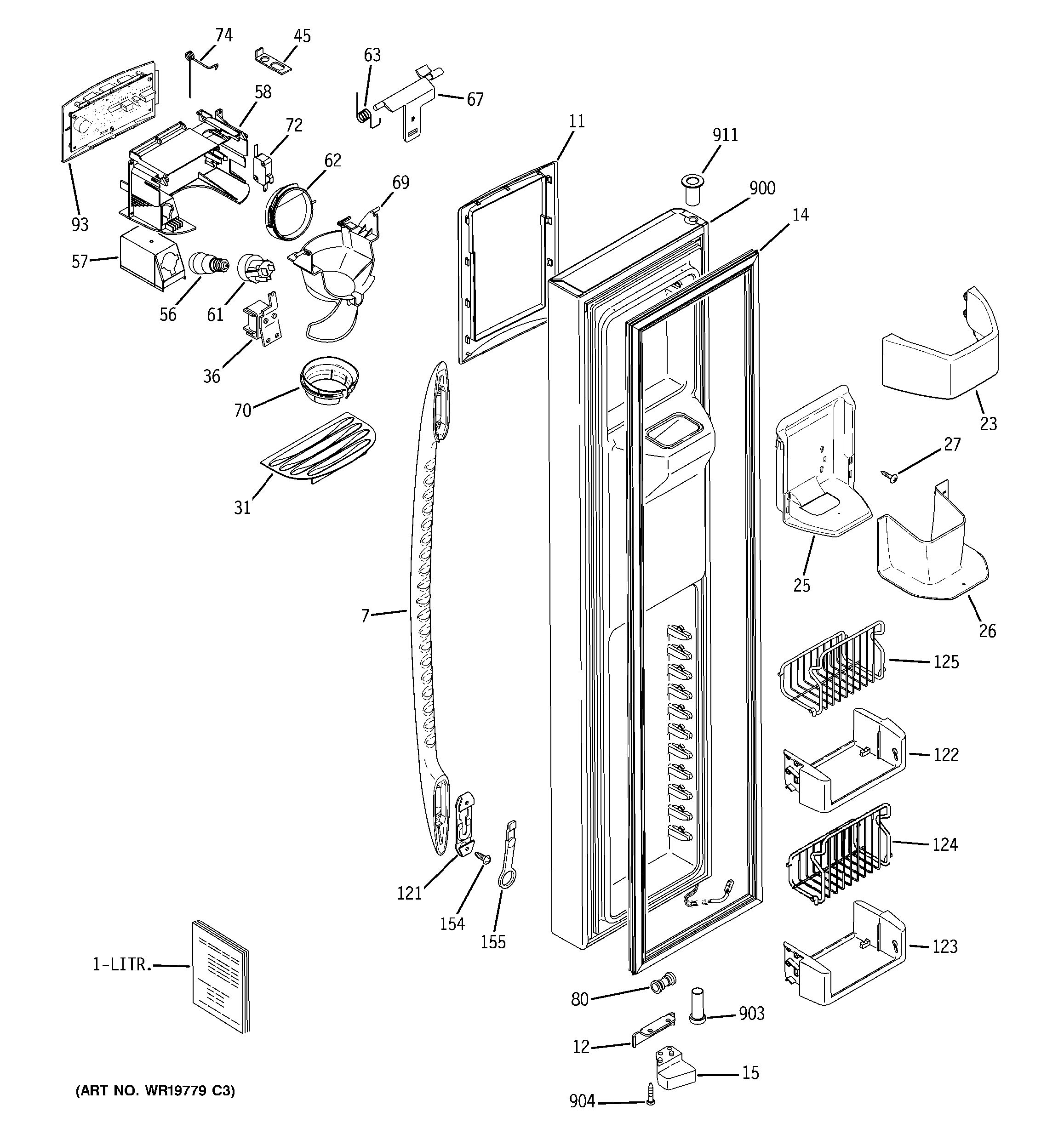 Assembly View For FREEZER DOOR | PSS26NHSBBB