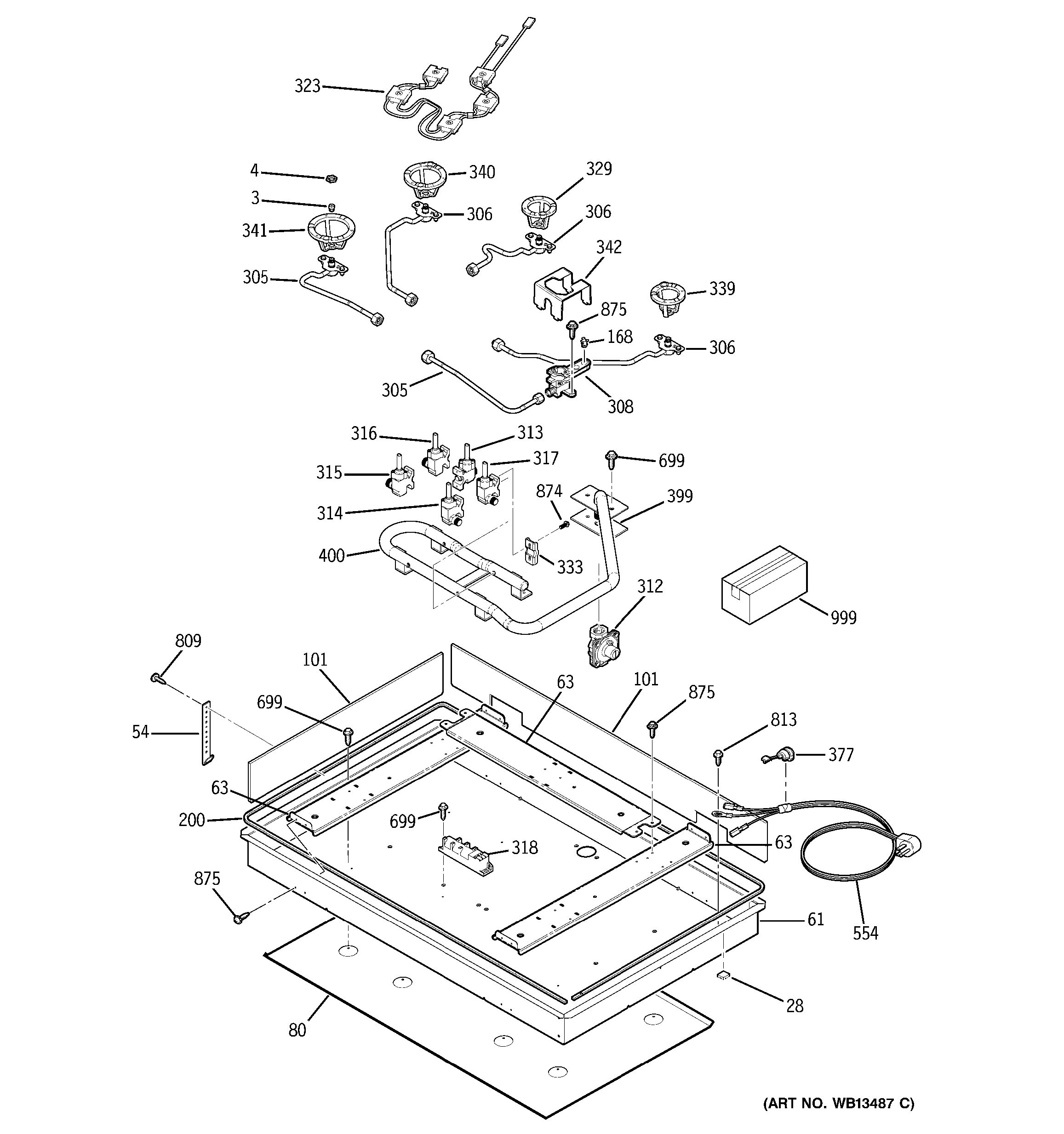 Assembly View for GAS & BURNER PARTS JGP963SEK1SS