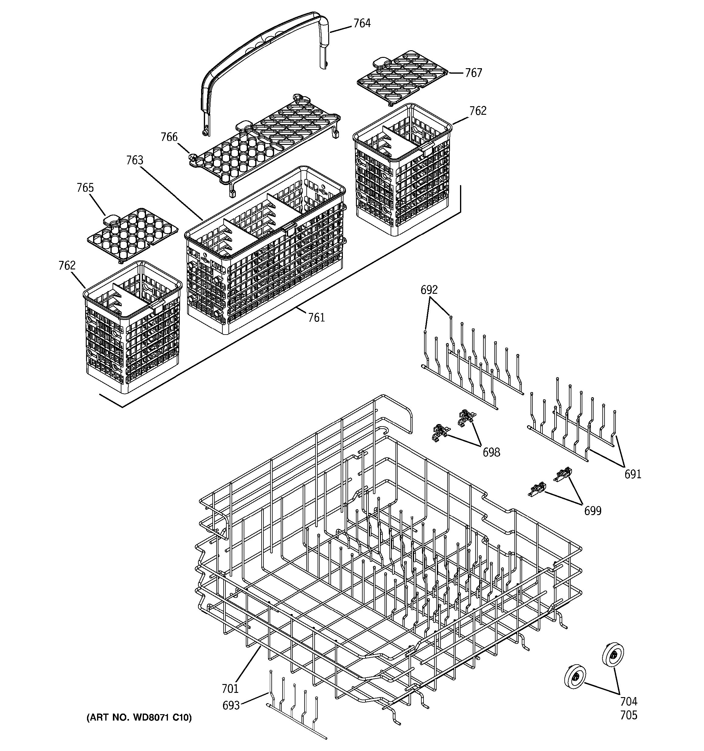Assembly View for LOWER RACK ASSEMBLY PDW7880J10SS