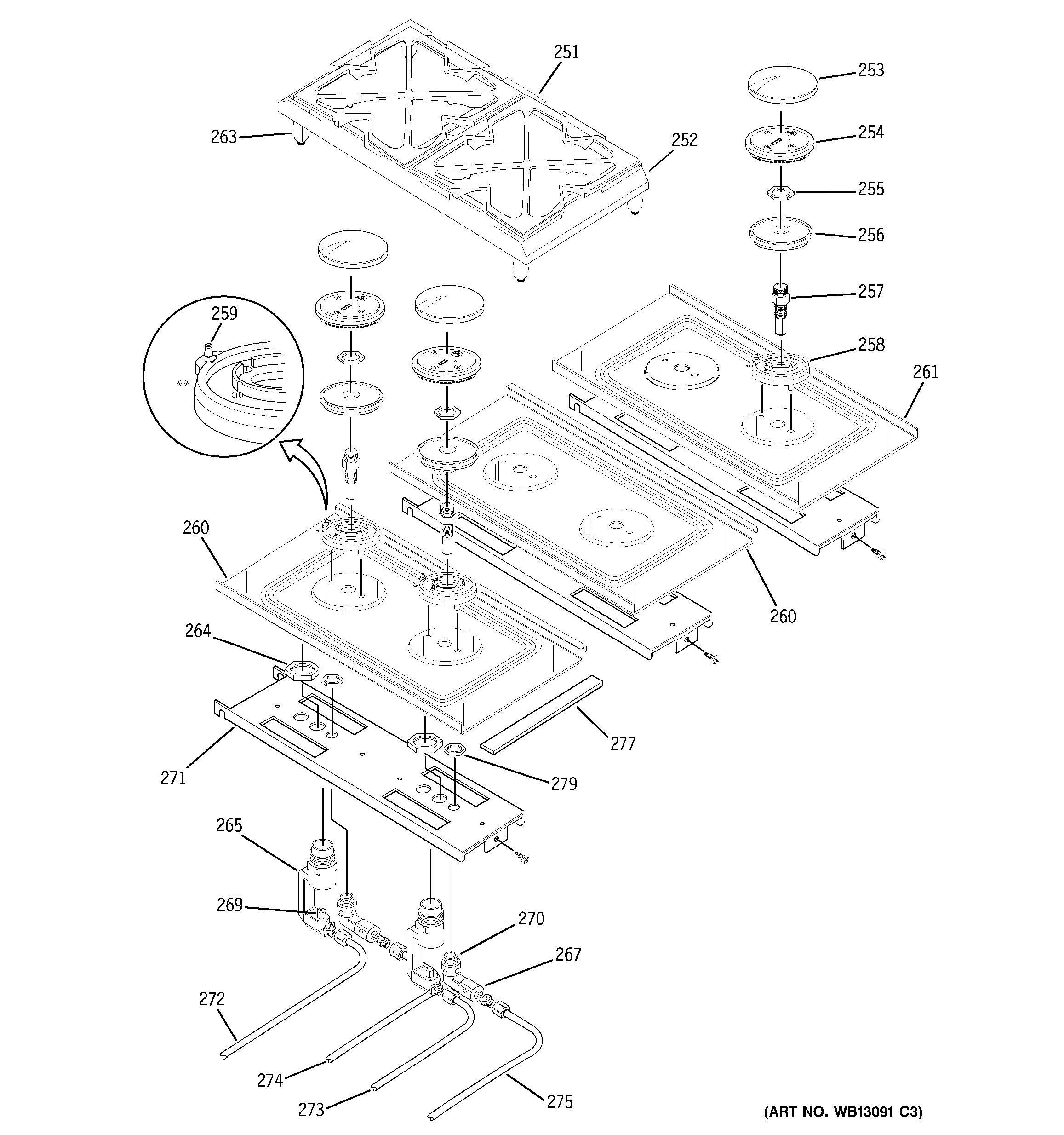 Assembly View for GAS & BURNER PARTS ZDP48L6RH1SS