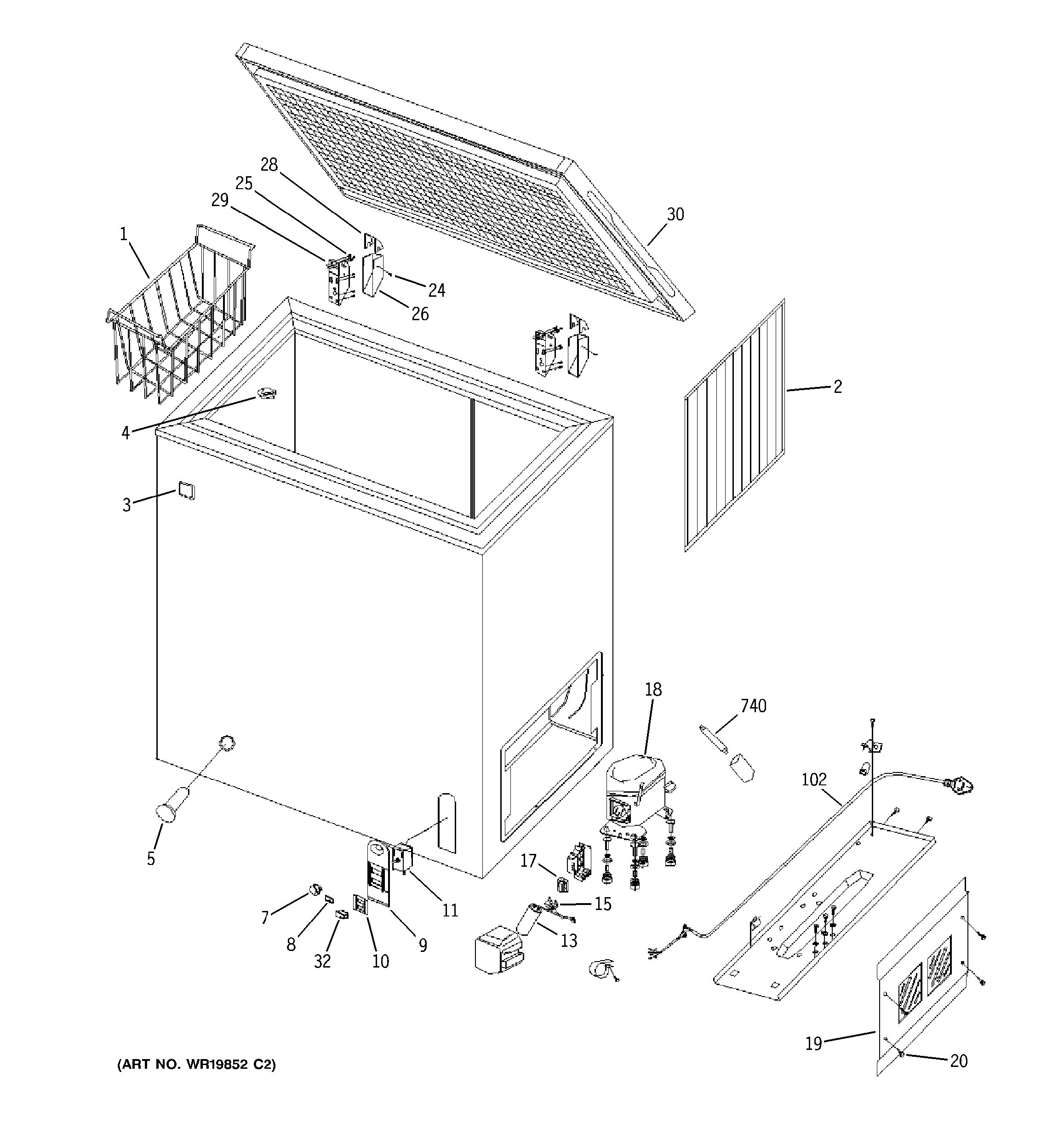 Assembly View for FREEZER PARTS FCM5DRAWH