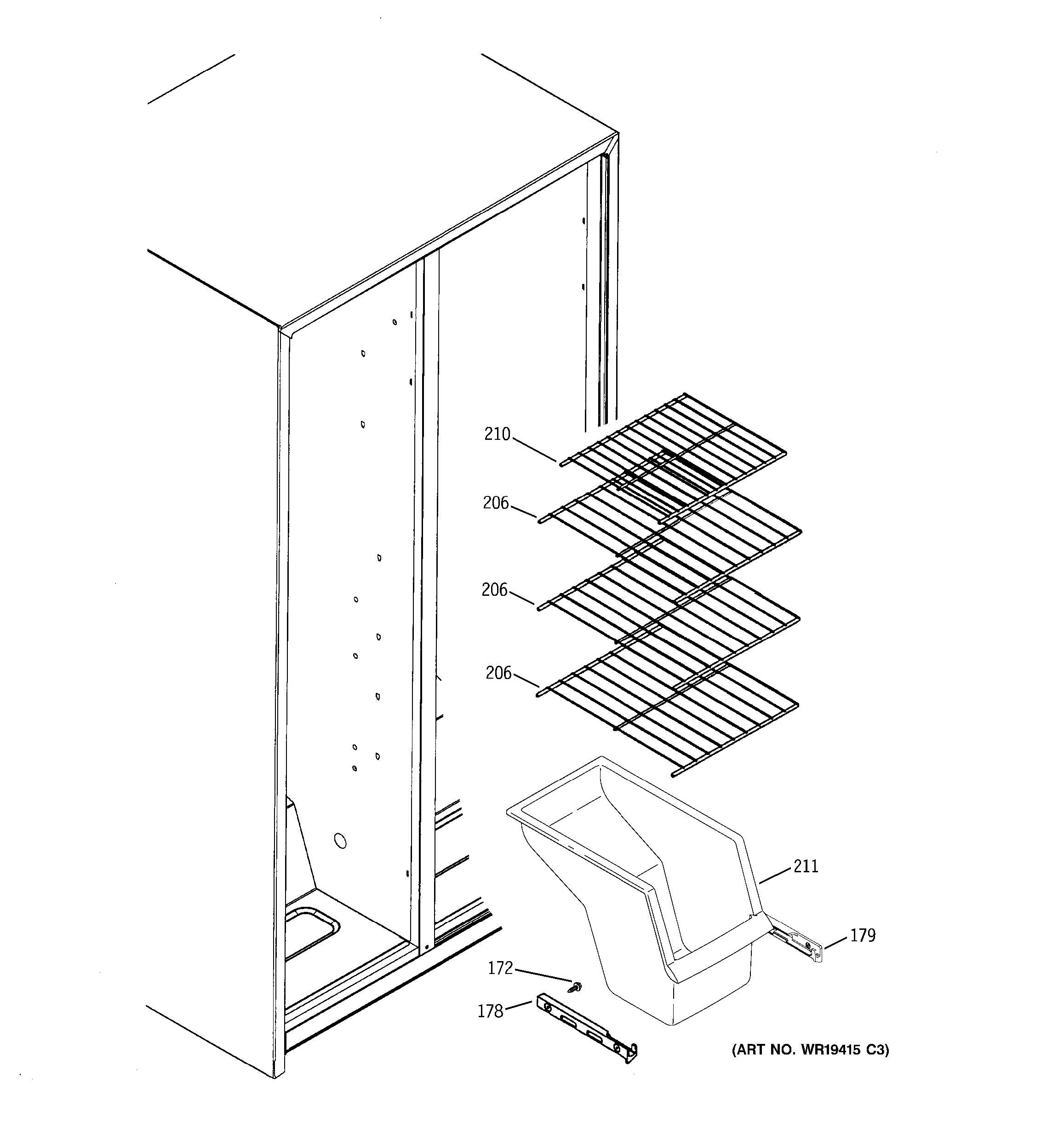 Assembly View for FREEZER SHELVES GSH25JSTASS