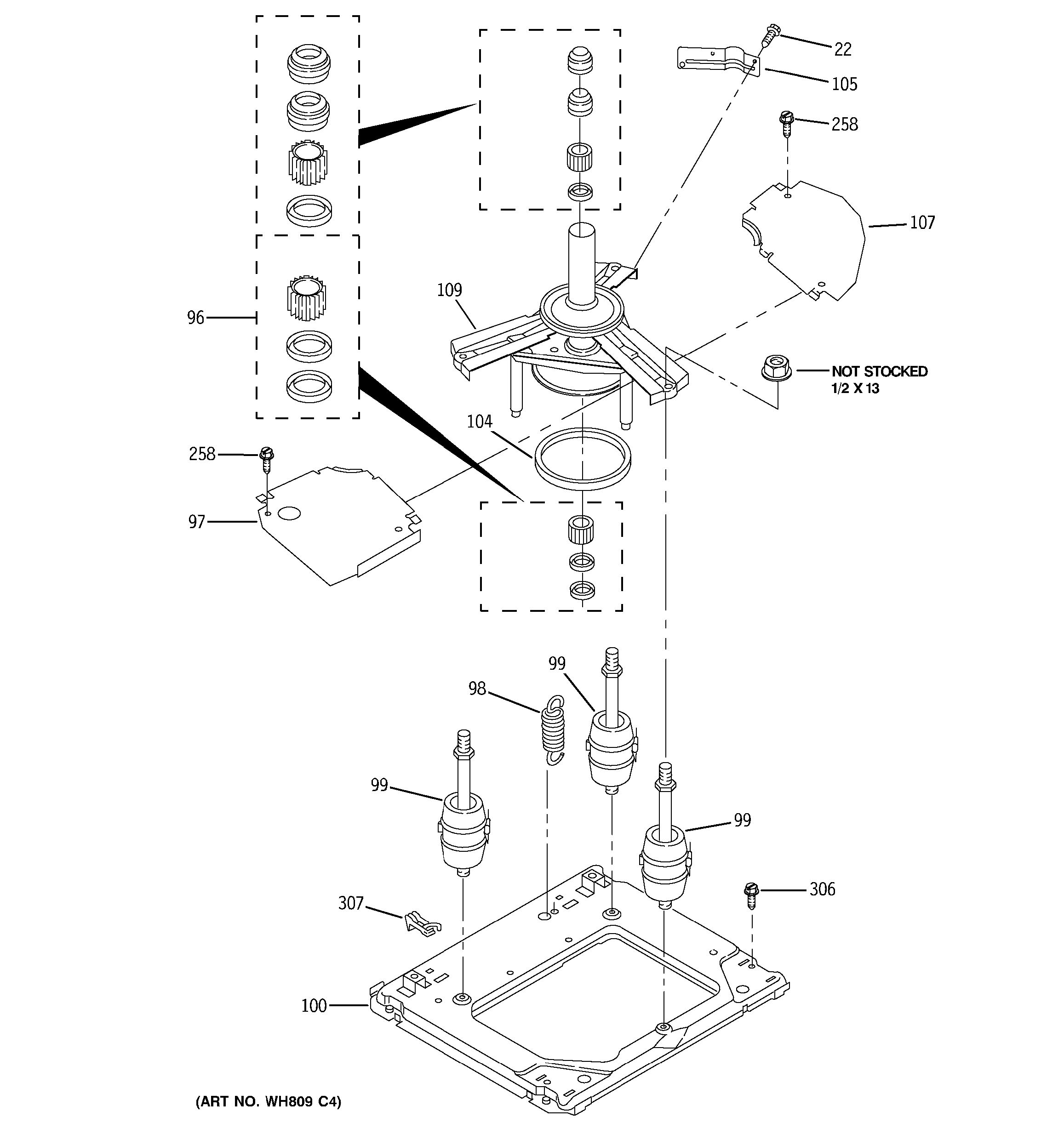 Assembly View for MACHINE BASE PARTS WSM2420D3WW
