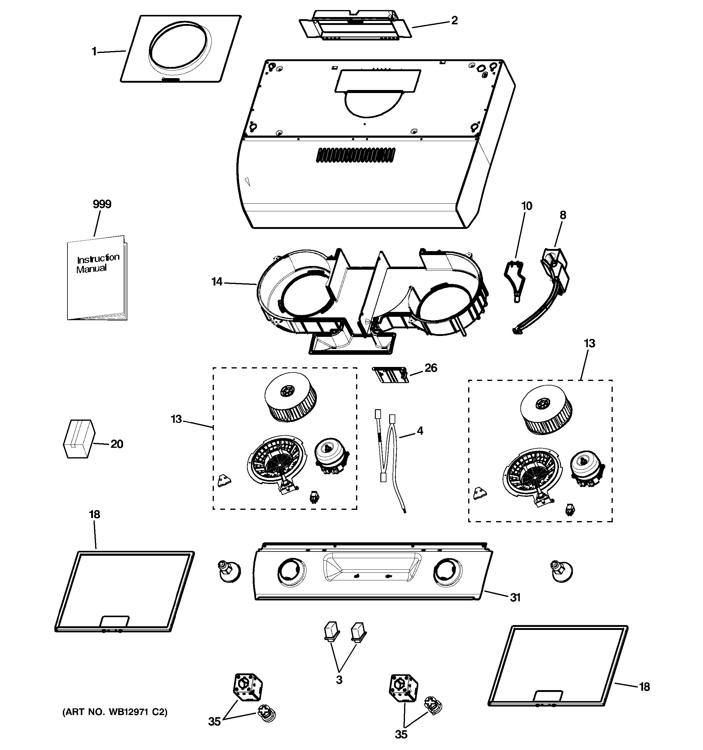 Assembly View For Range Hood Jv536h1ss