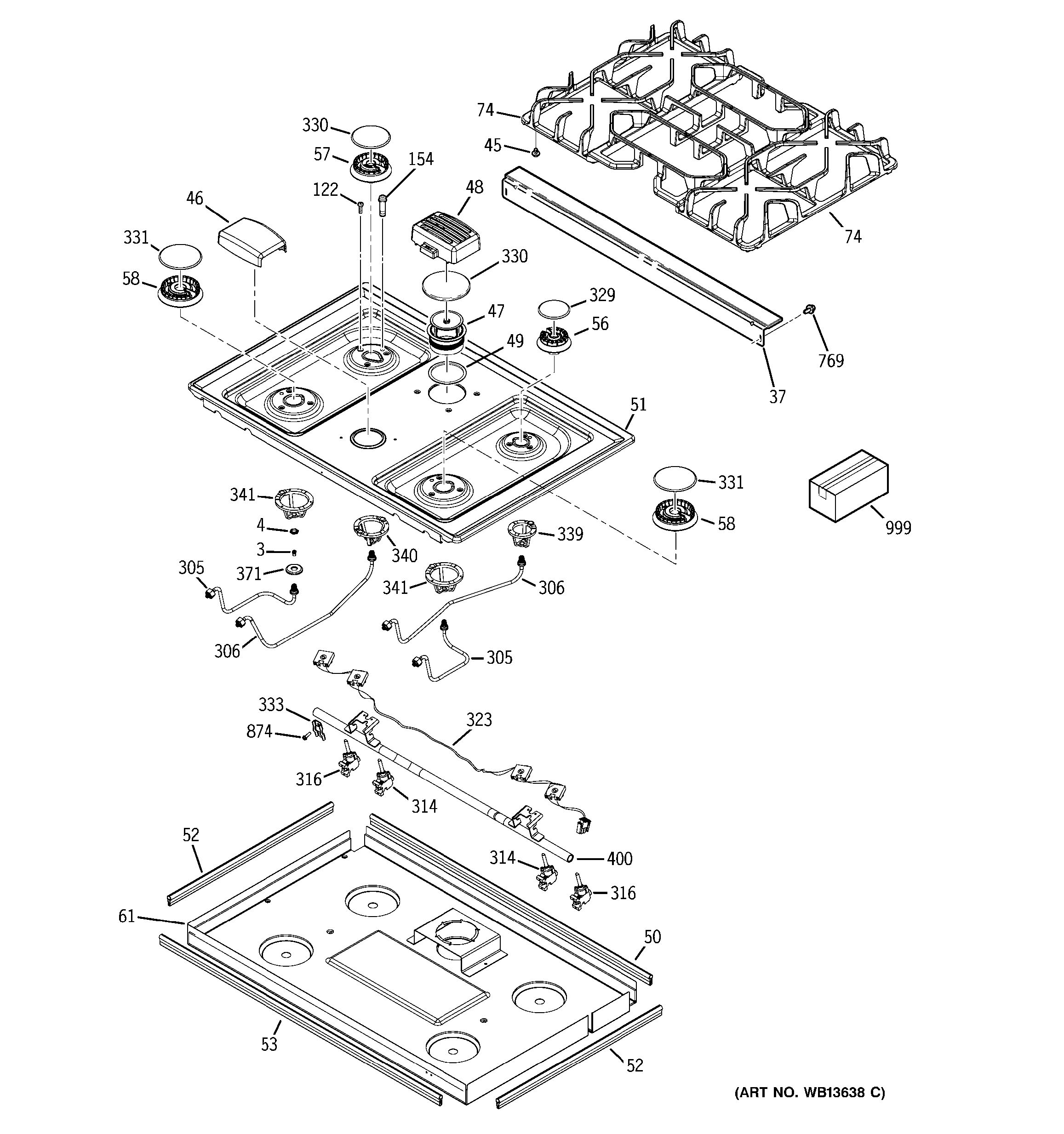 Assembly View for COOKTOP JGSP28WEK4WW