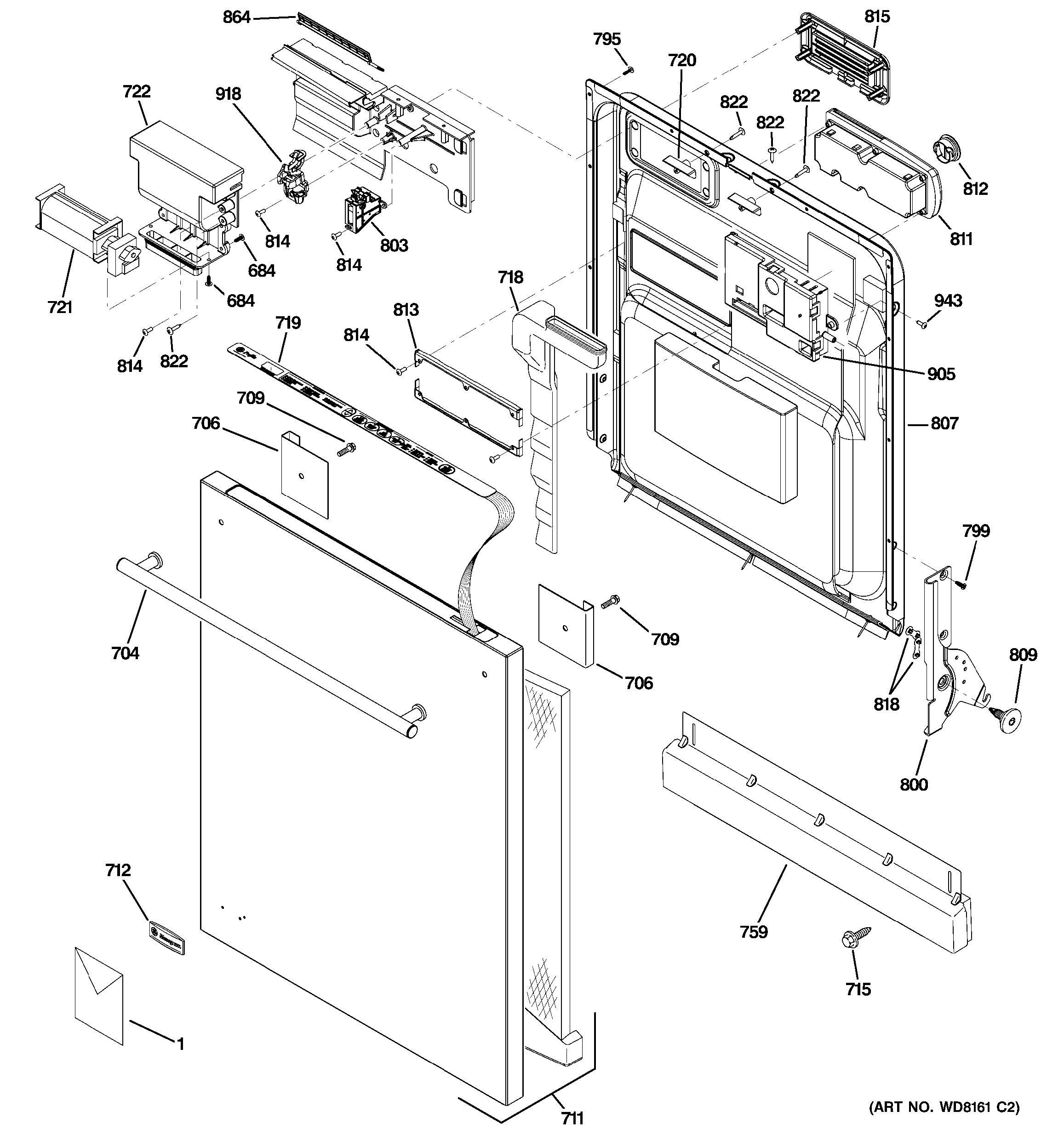 Assembly View for ESCUTCHEON & DOOR ASSEMBLY ZBD6880K10SS