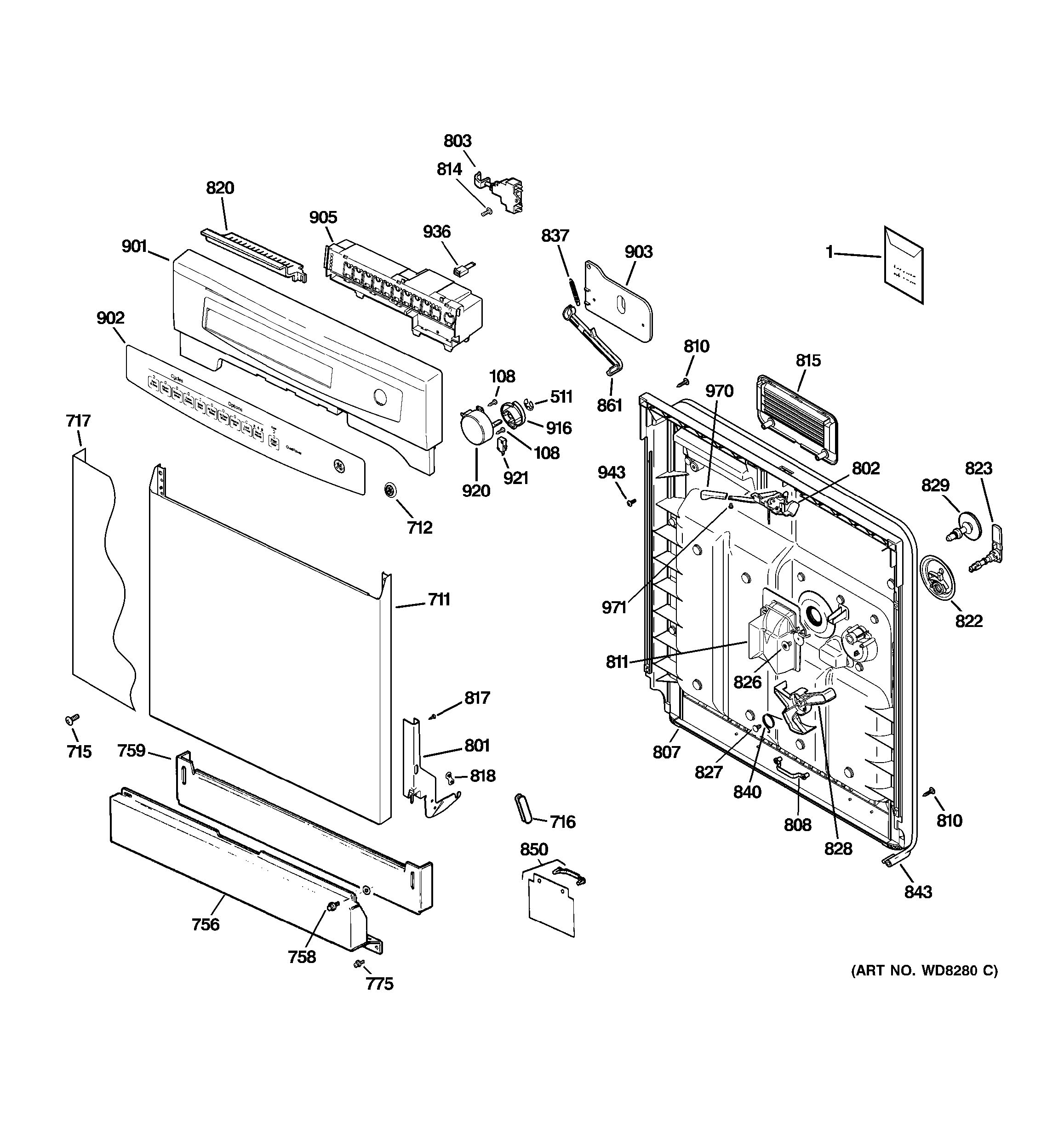 Assembly View for ESCUTCHEON & DOOR ASSEMBLY | GSD4060N20SS