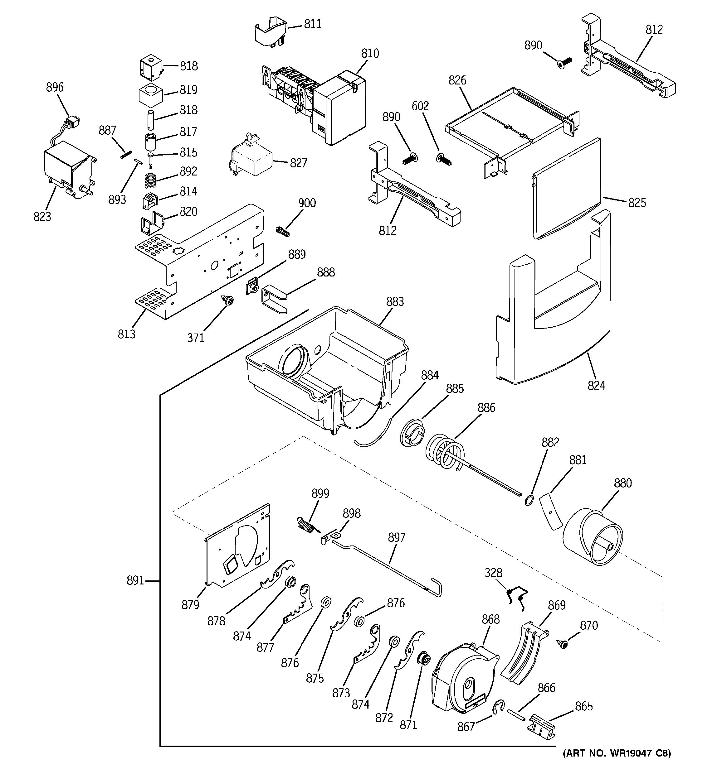 Assembly View for ICE MAKER & DISPENSER ZISB480DRB