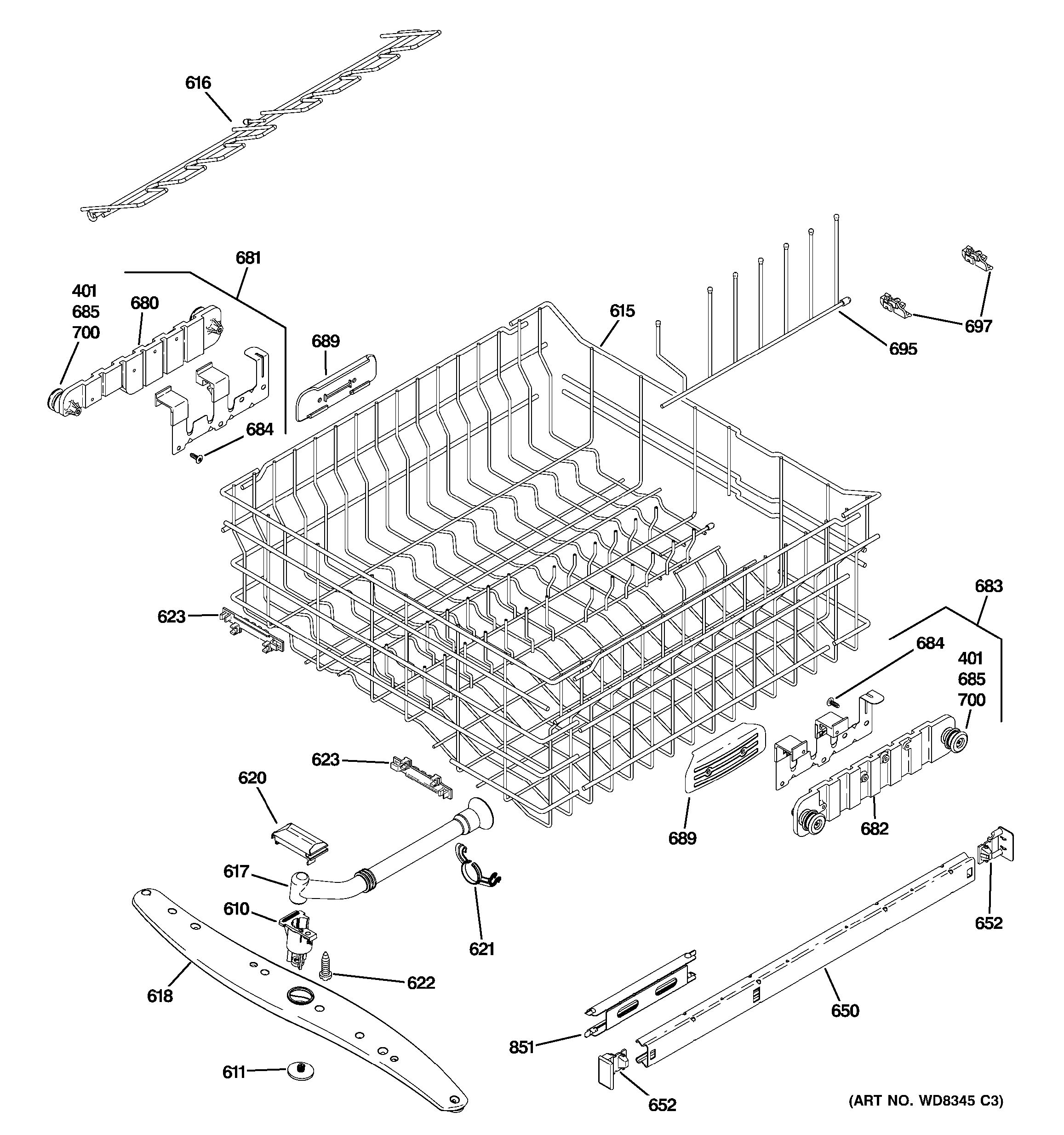 Assembly View for UPPER RACK ASSEMBLY CDWT980R10SS