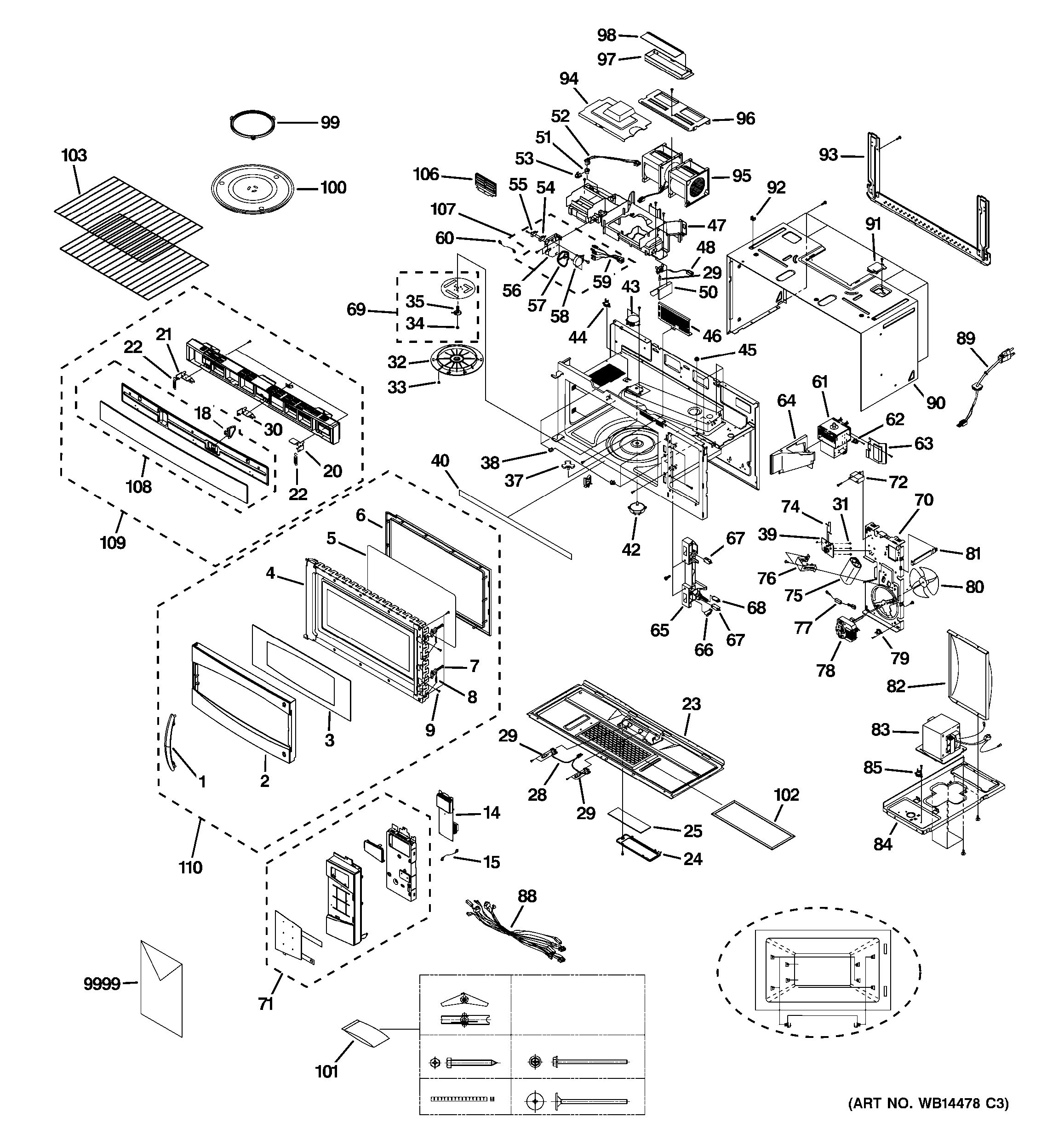 Assembly View for MICROWAVE PVM1870DM3BB