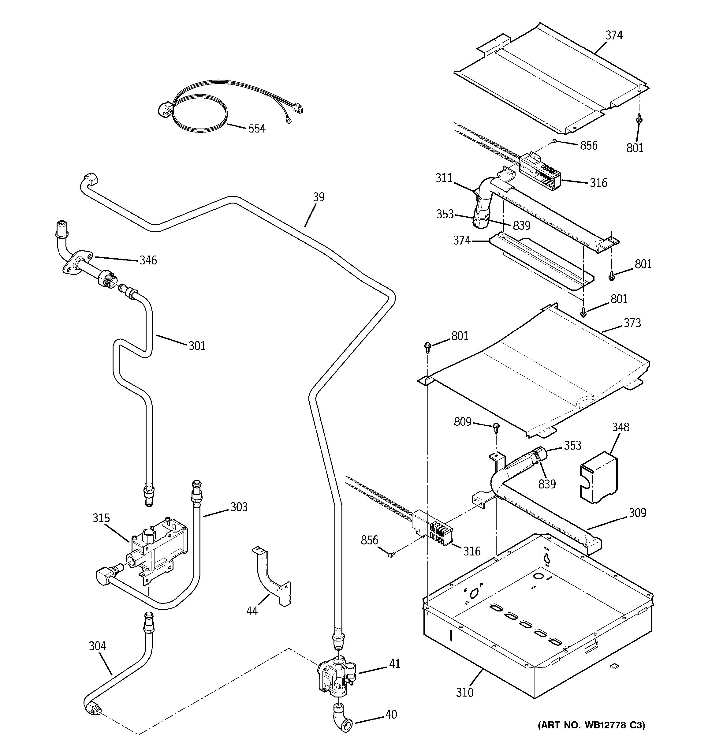Assembly View for GAS & BURNER PARTS PGS908SEP3SS