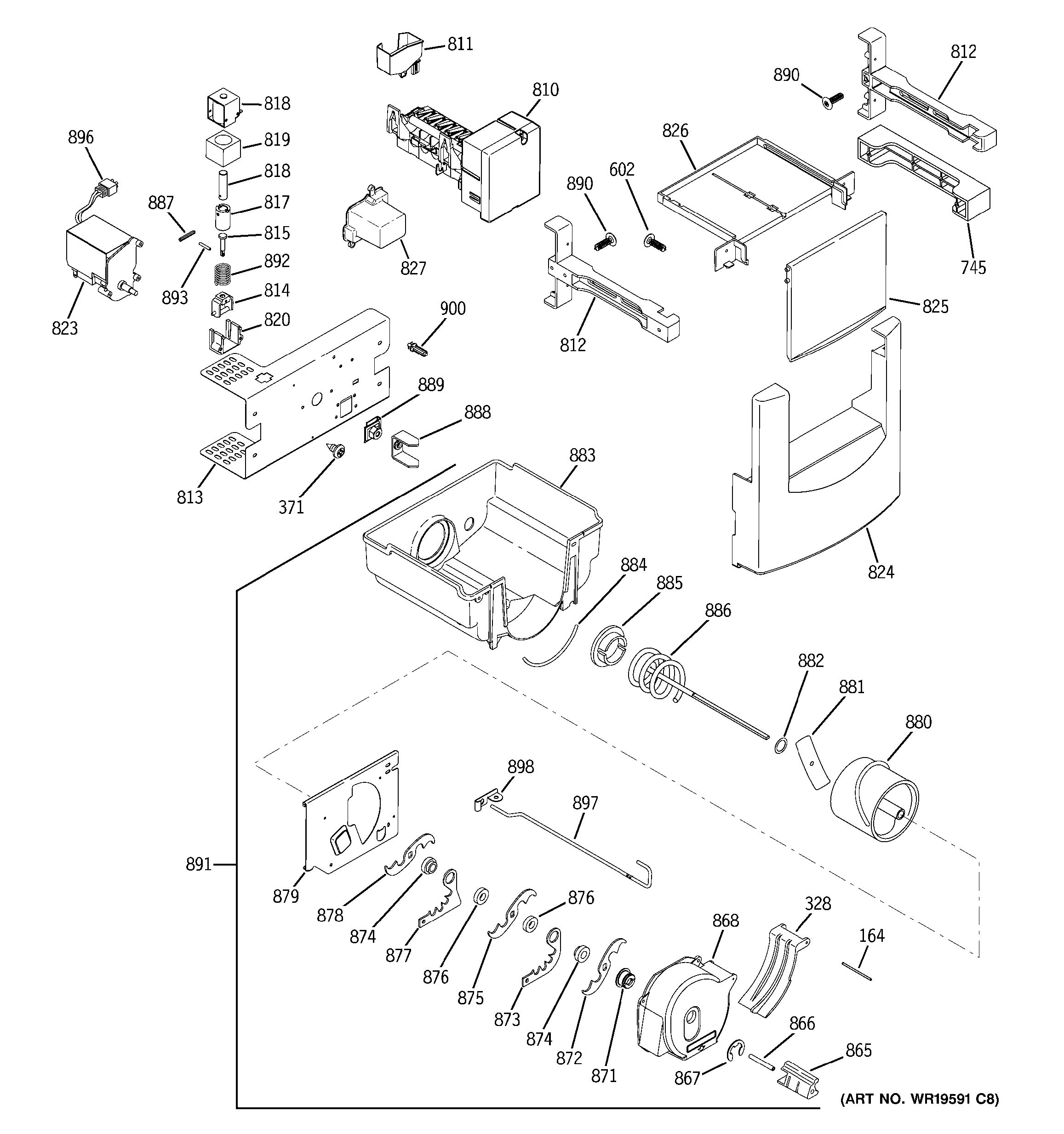 Assembly View for ICE MAKER & DISPENSER ZISS480DXASS