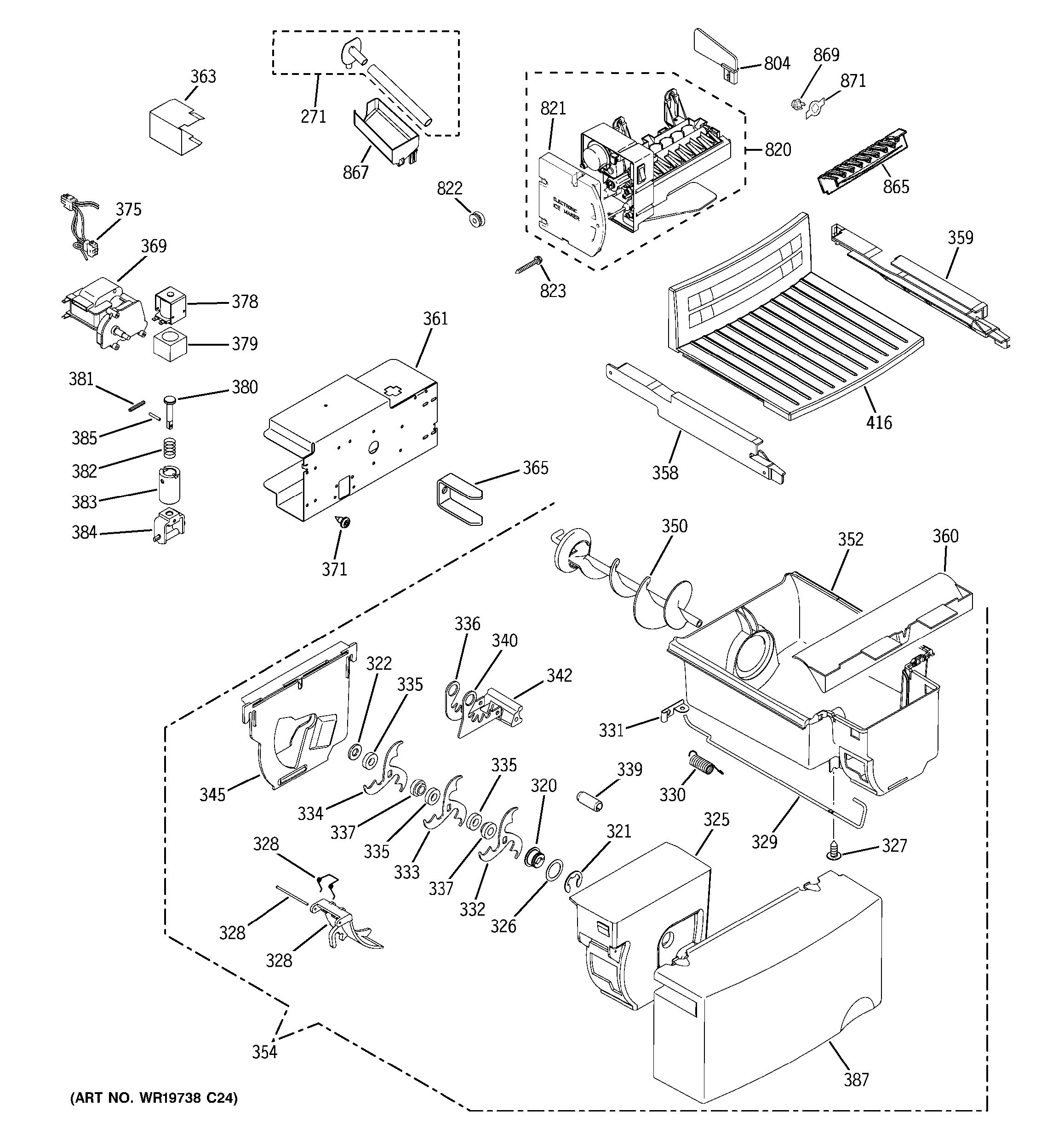 Assembly View for ICE MAKER & DISPENSER HSM25GFBBSA