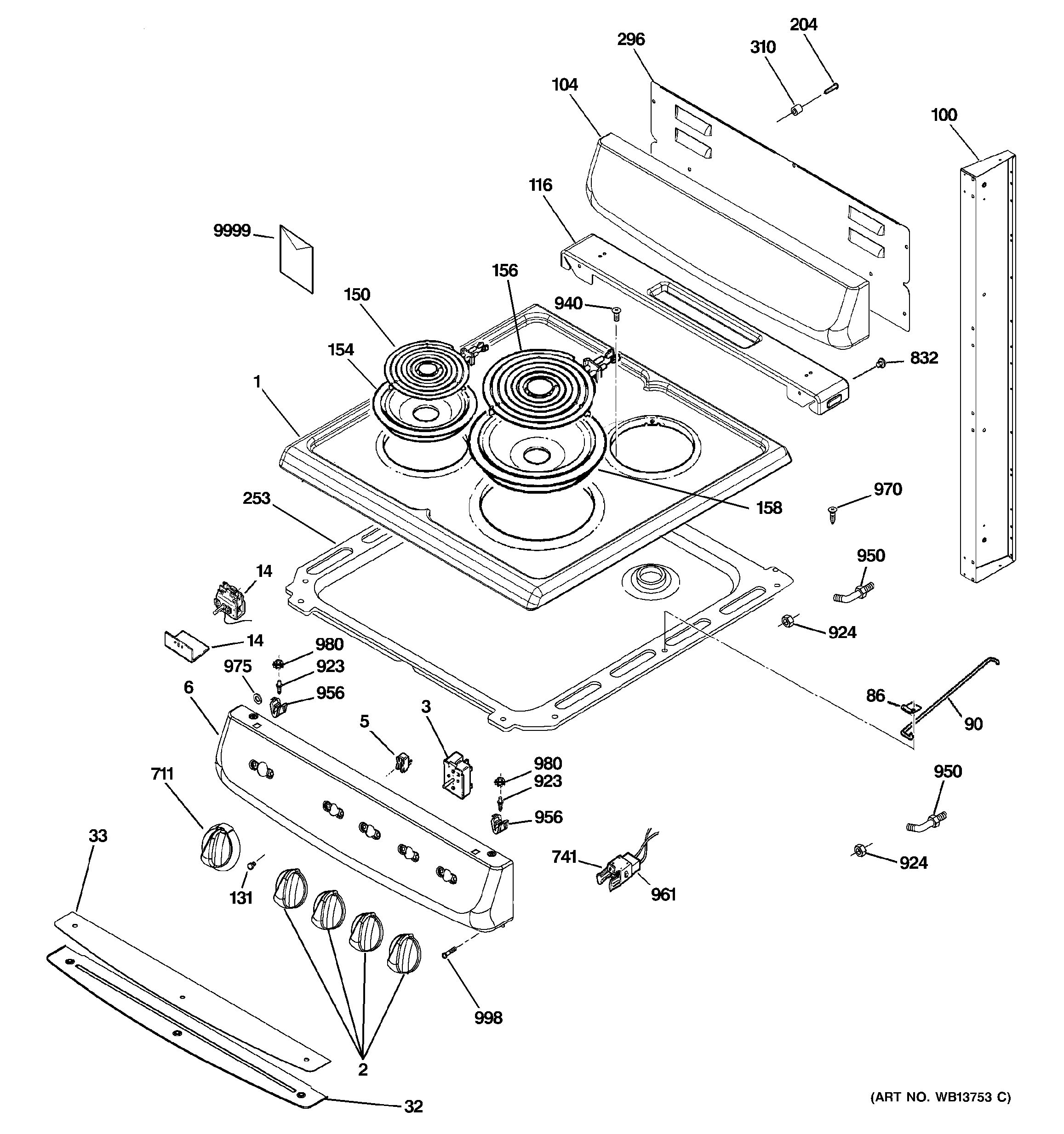 Assembly View for CONTROL PANEL & COOKTOP RA724K1WH
