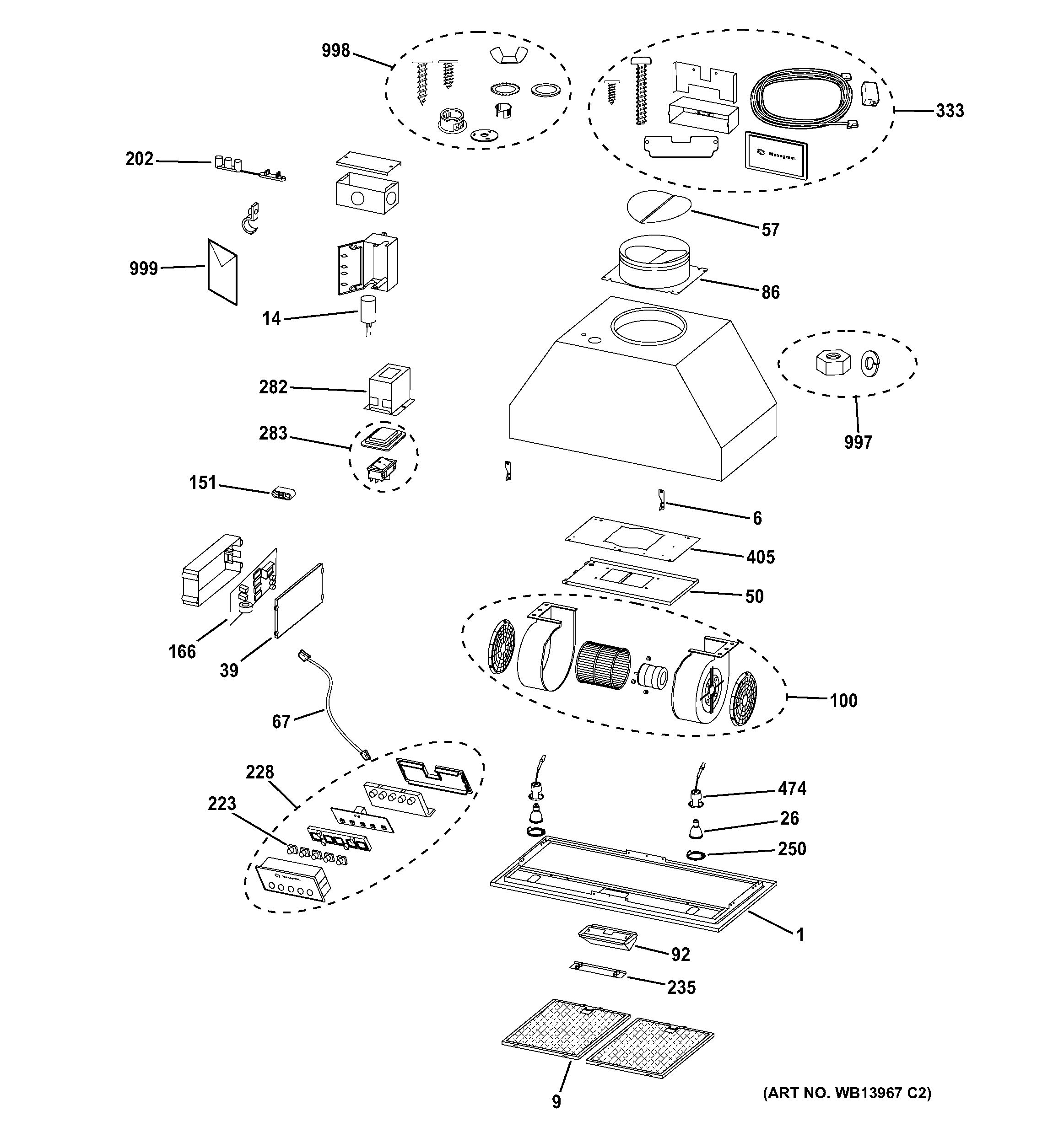 Assembly View for RANGE HOOD ZVC36L2SS