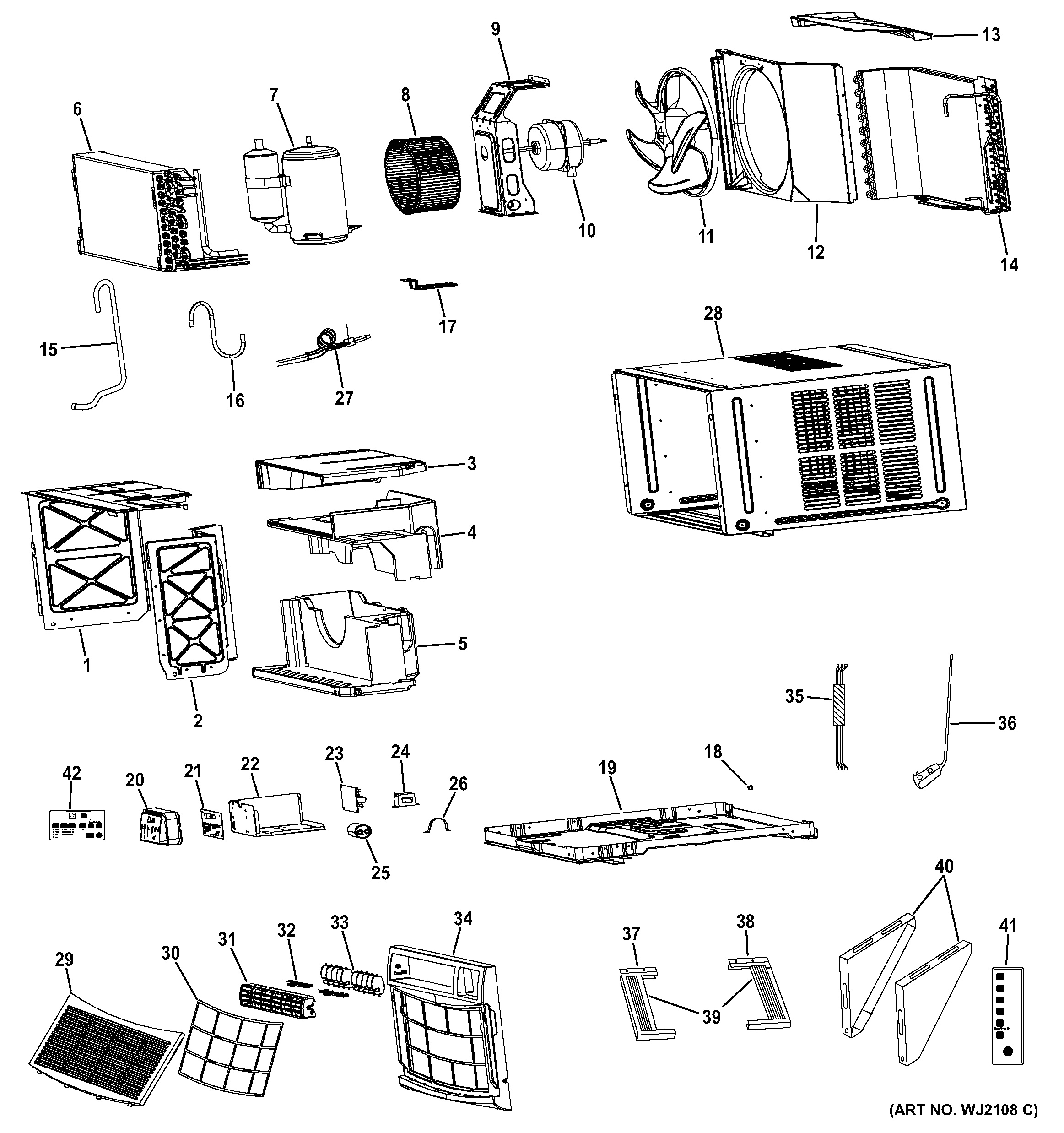 Assembly View for ROOM AIR CONDITIONER AHH24DSH1