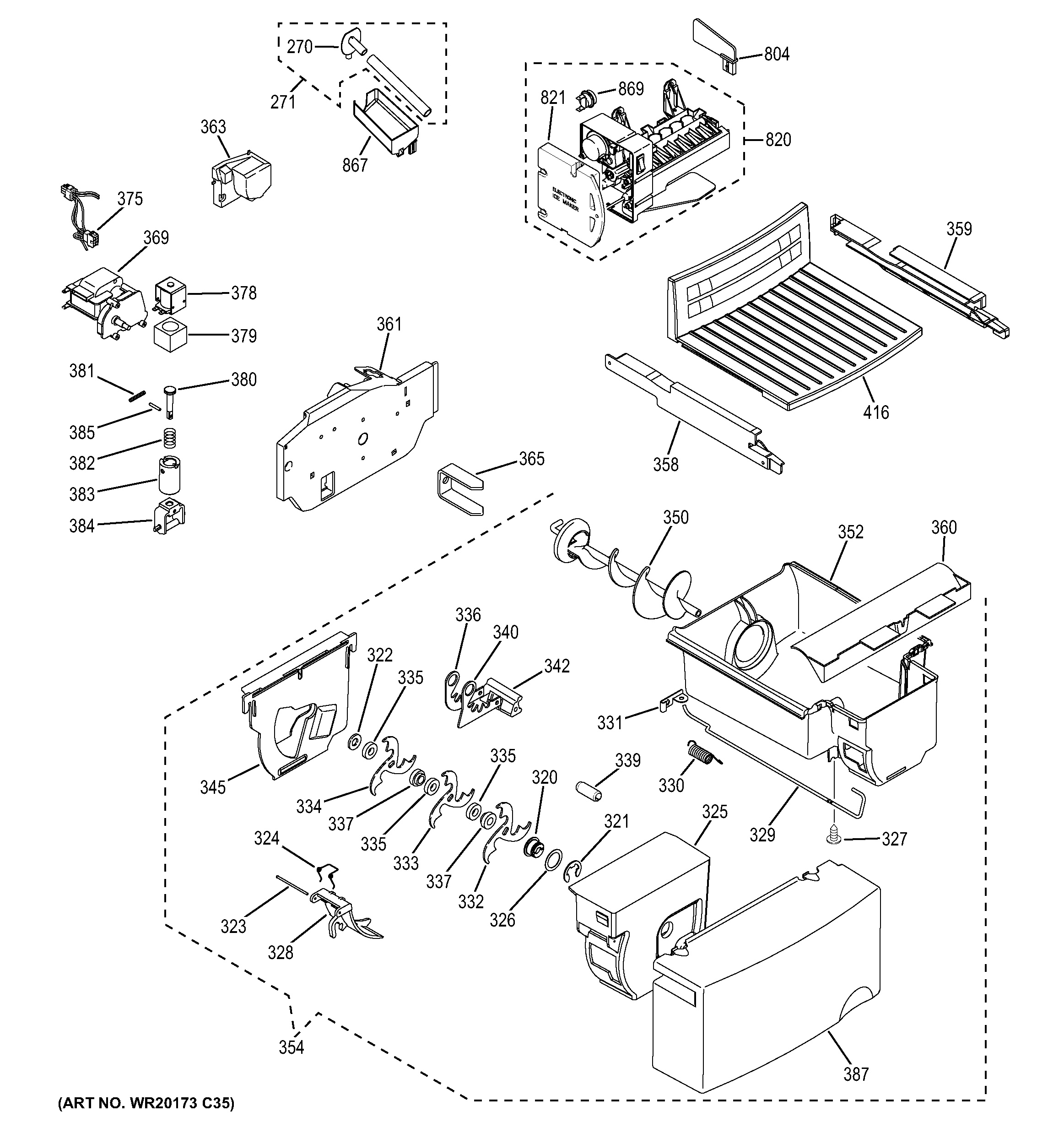 Assembly View for ICE MAKER & DISPENSER GSH25JGDCBB