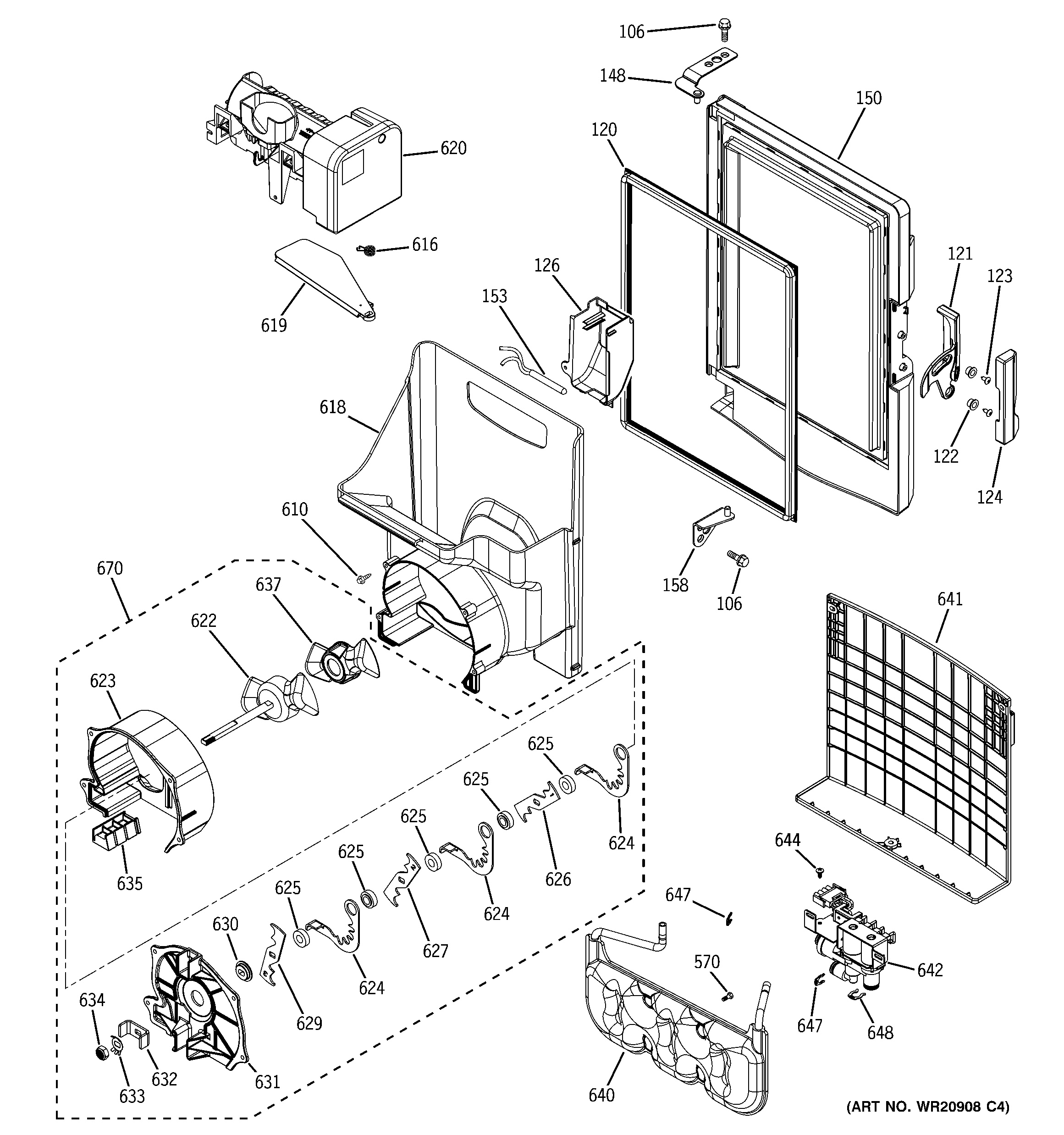 Assembly View for ICE MAKER & DISPENSER PFE27KSDASS