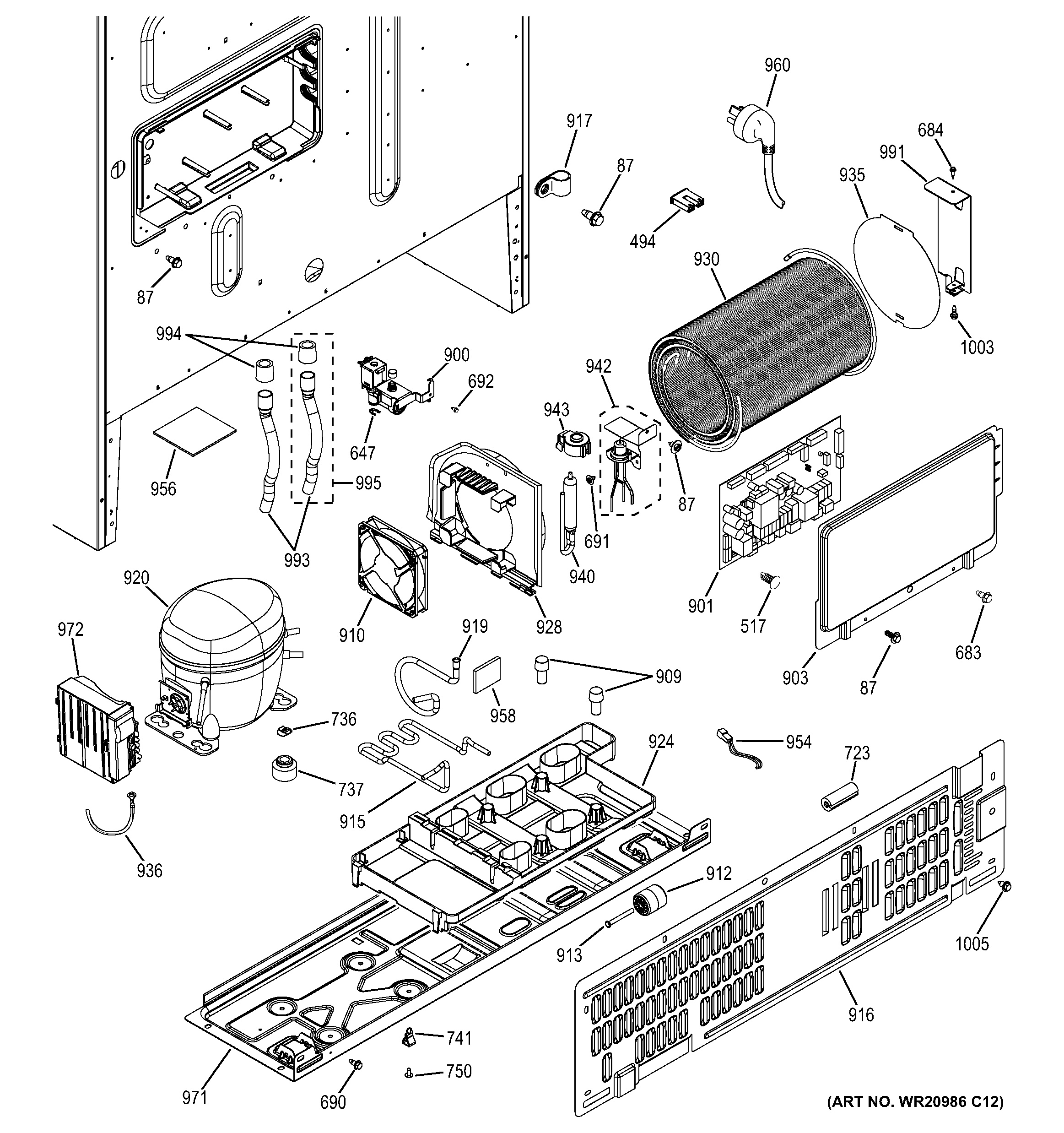Assembly View for MACHINE COMPARTMENT PFE29PSDCSS