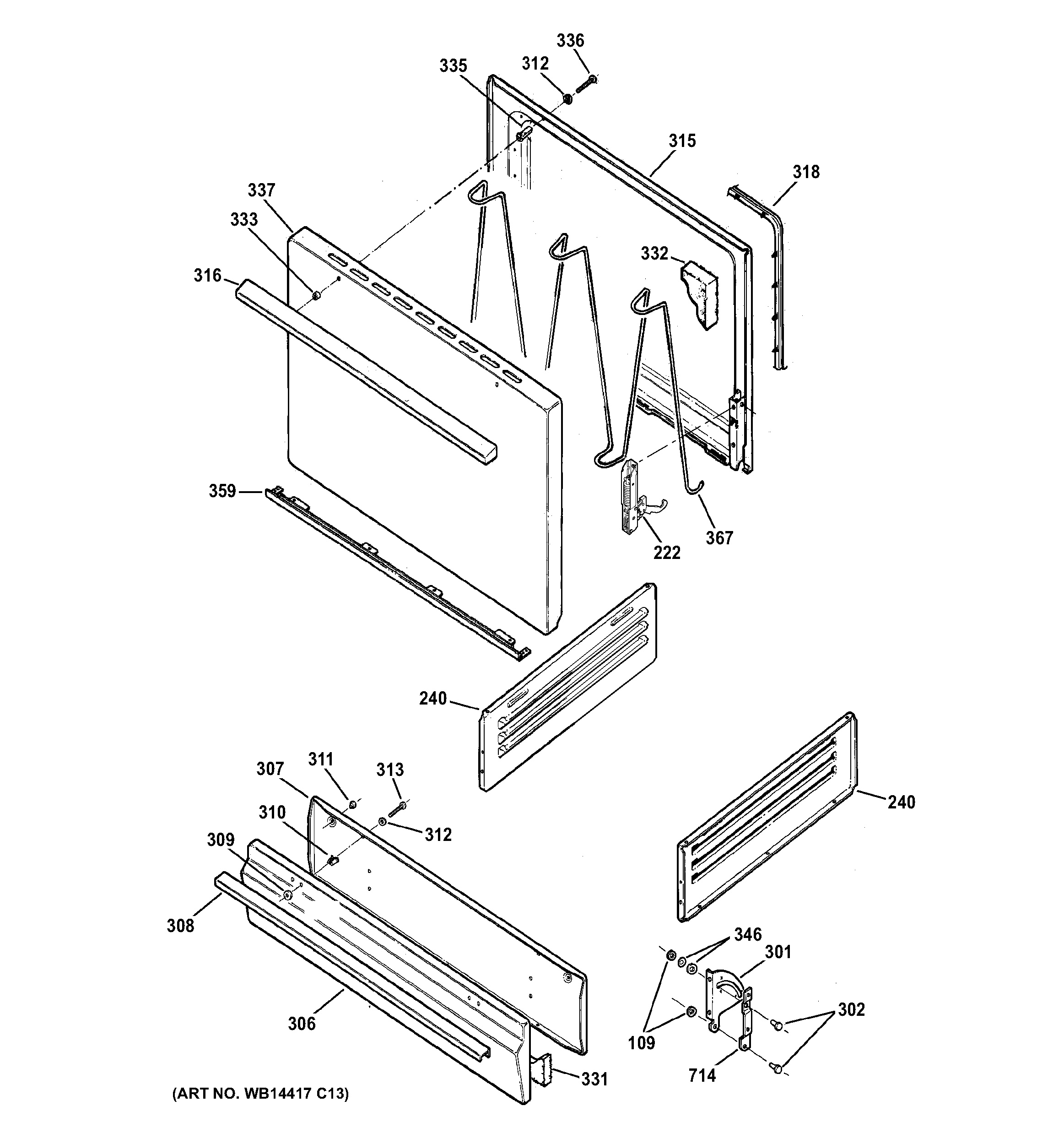 Assembly View For DOOR DRAWER PARTS RGB525DEH1BB