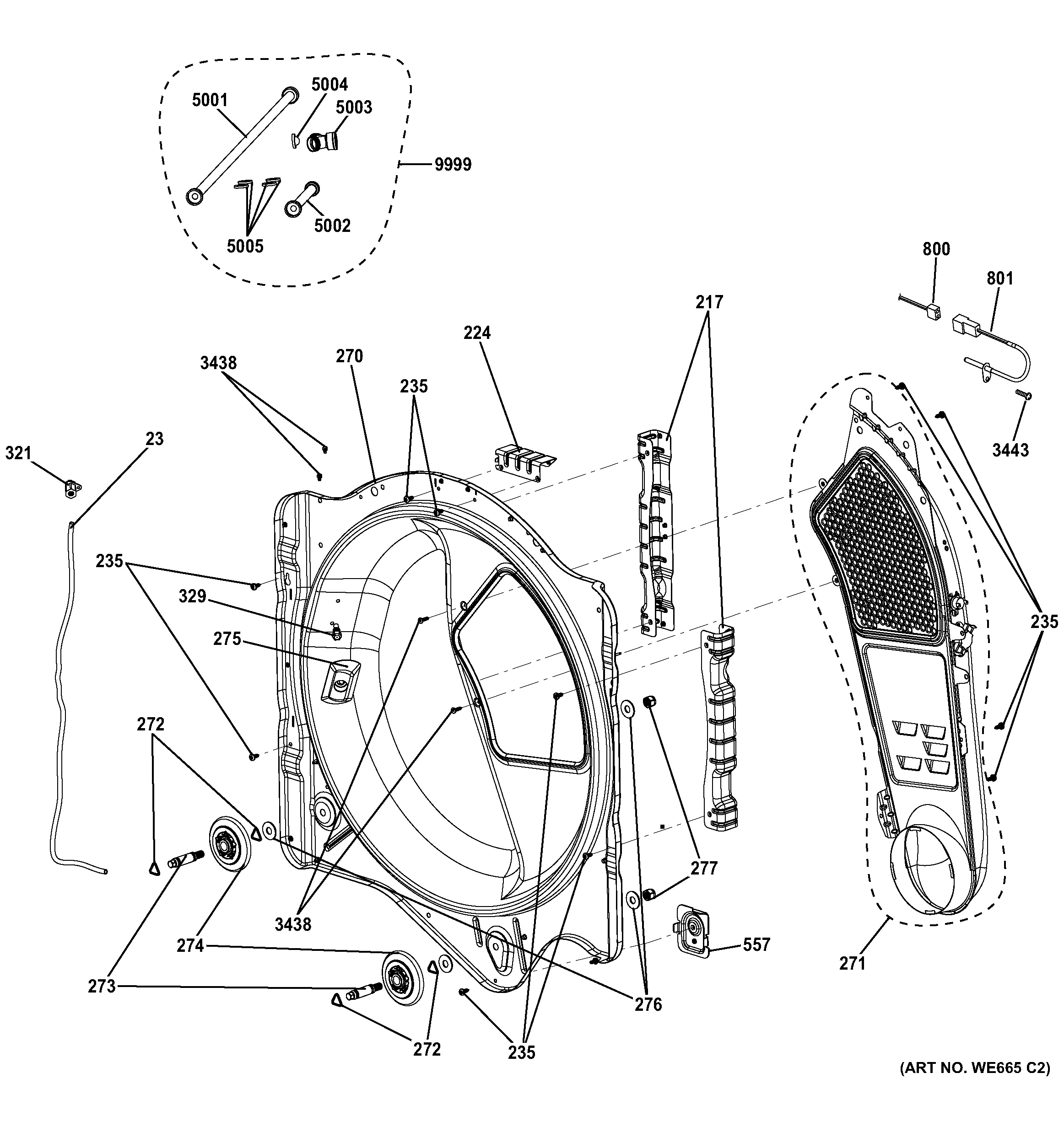 Assembly View for REAR ROLLER SUPPORT GHDS830ED0WS
