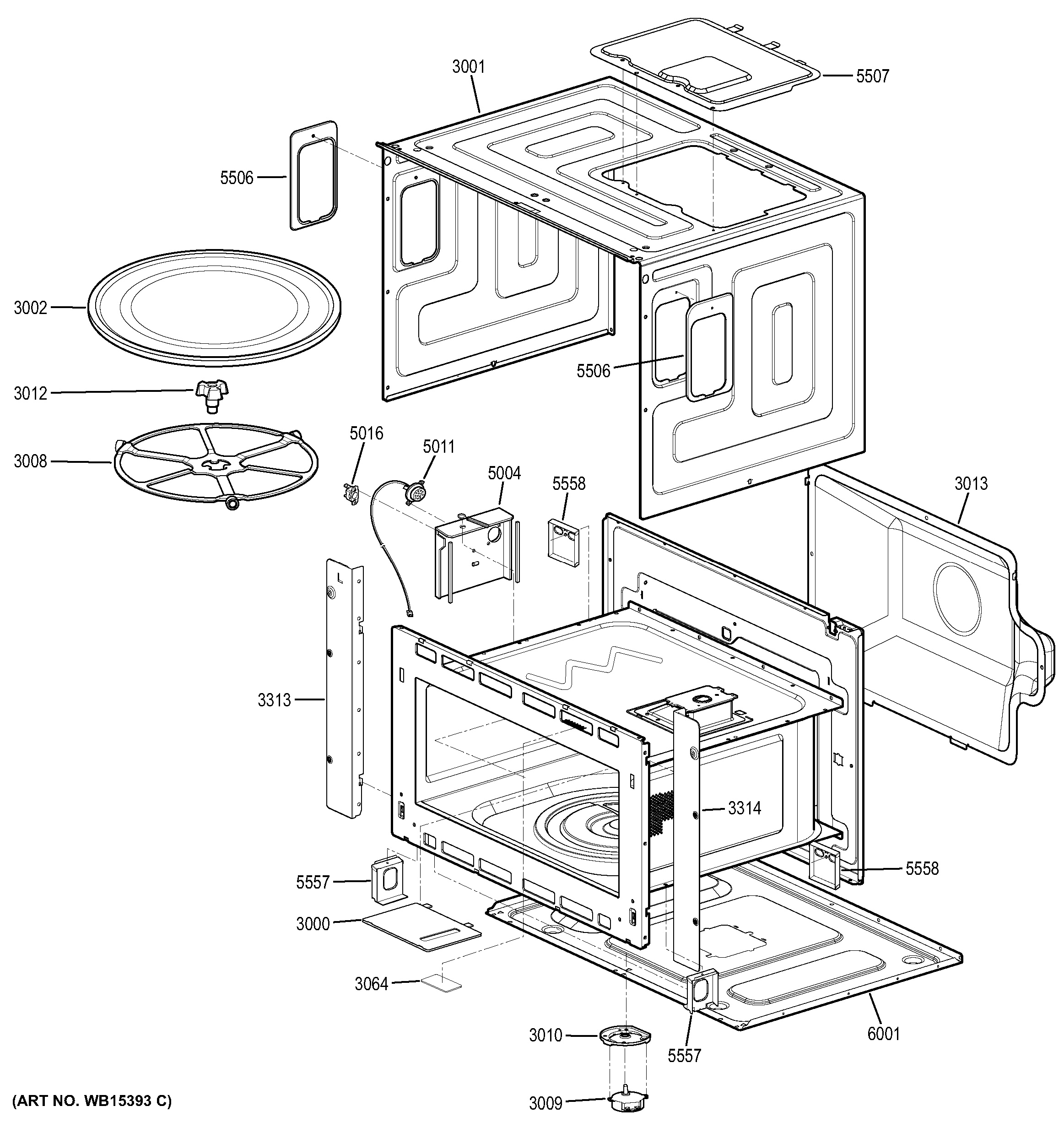 Assembly View for OVEN CAVITY PARTS JK3800SH1SS