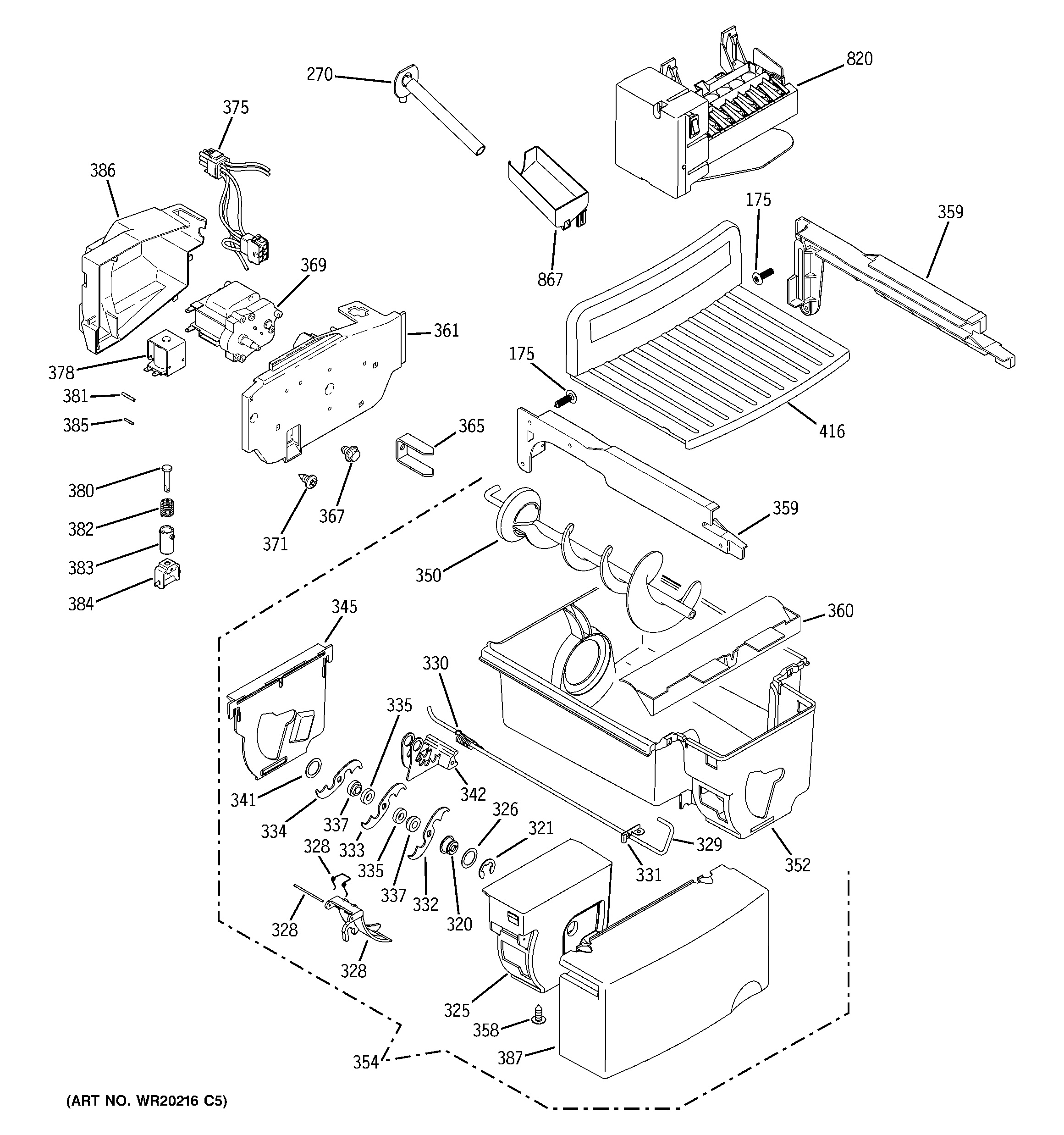 Assembly View for ICE MAKER & DISPENSER GSHF5KGXGCBB
