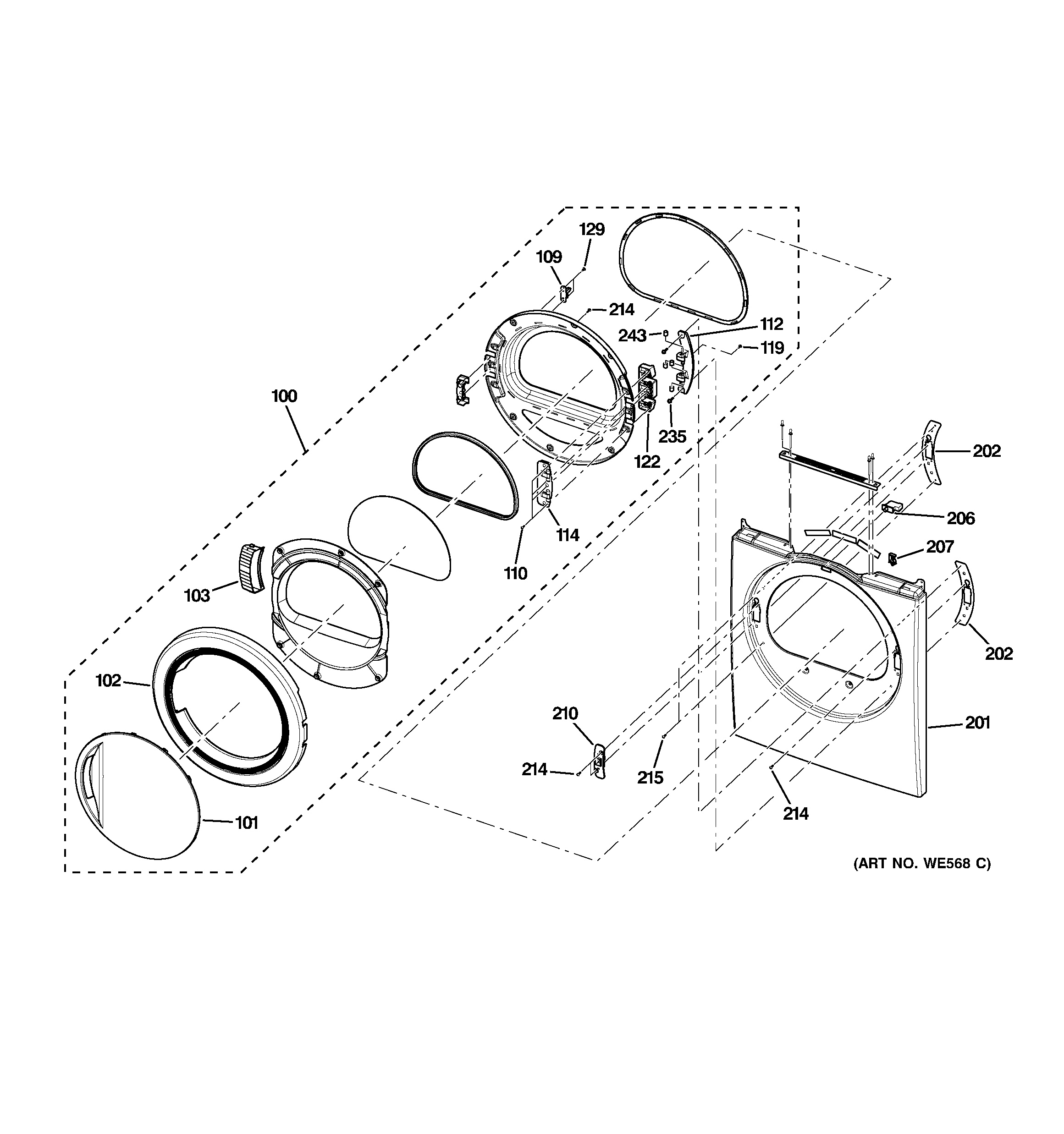 Assembly View for FRONT PANEL & DOOR DCVH480EK0WW