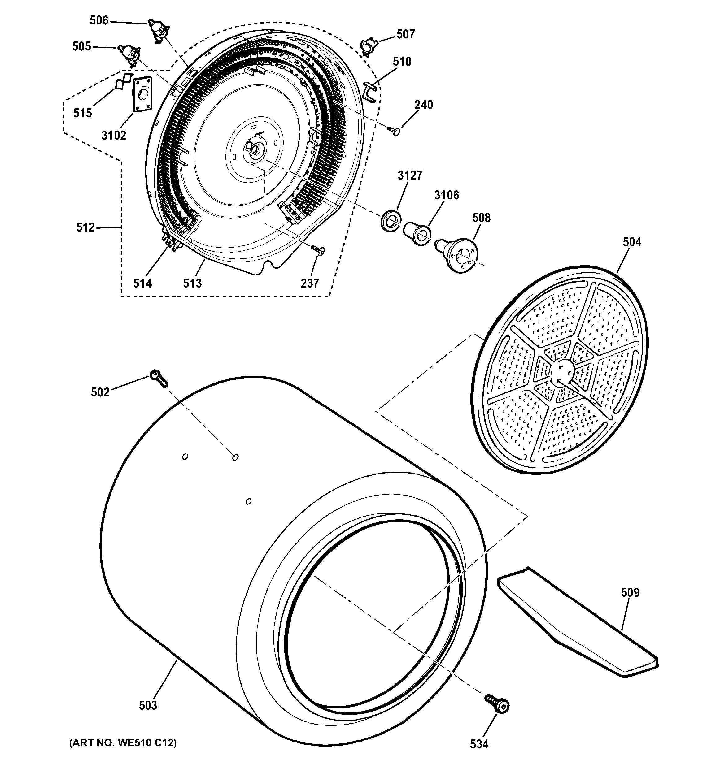 Assembly View for DRUM HTDX100EM8WW