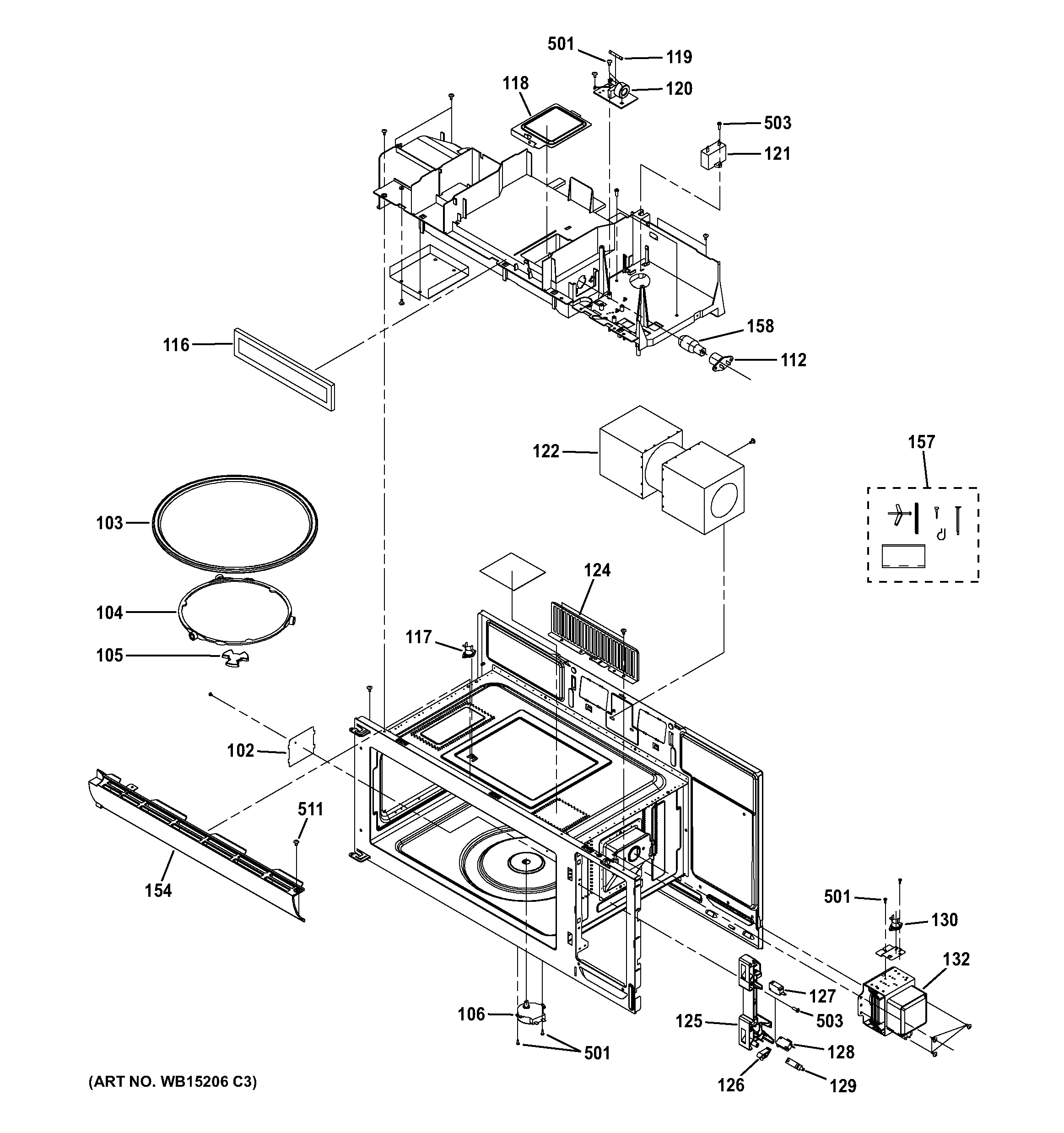 Assembly View for OVEN CAVITY PARTS JVM3160DF2WW
