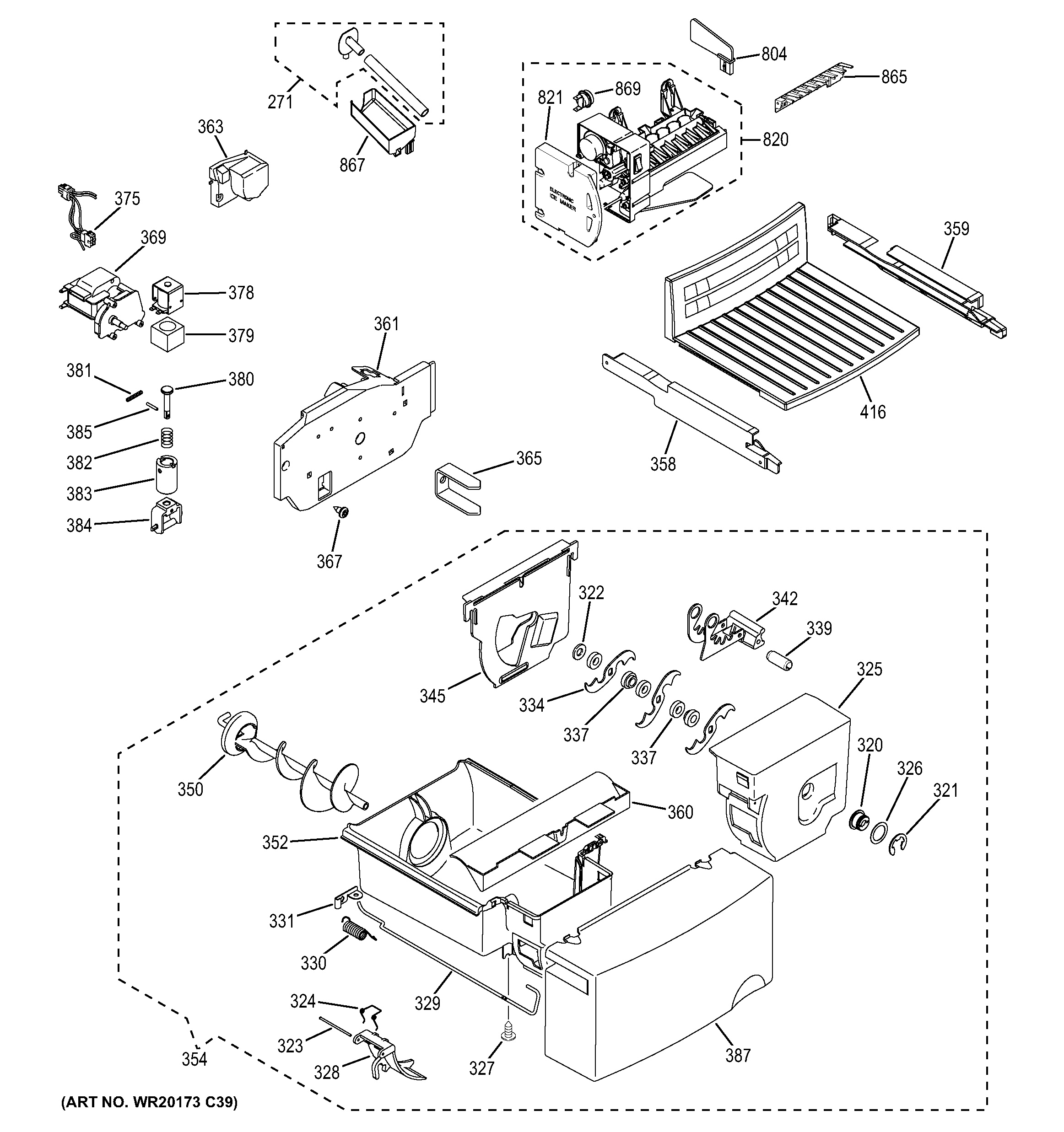 Assembly View for ICE MAKER & DISPENSER GSH22JGDCWW