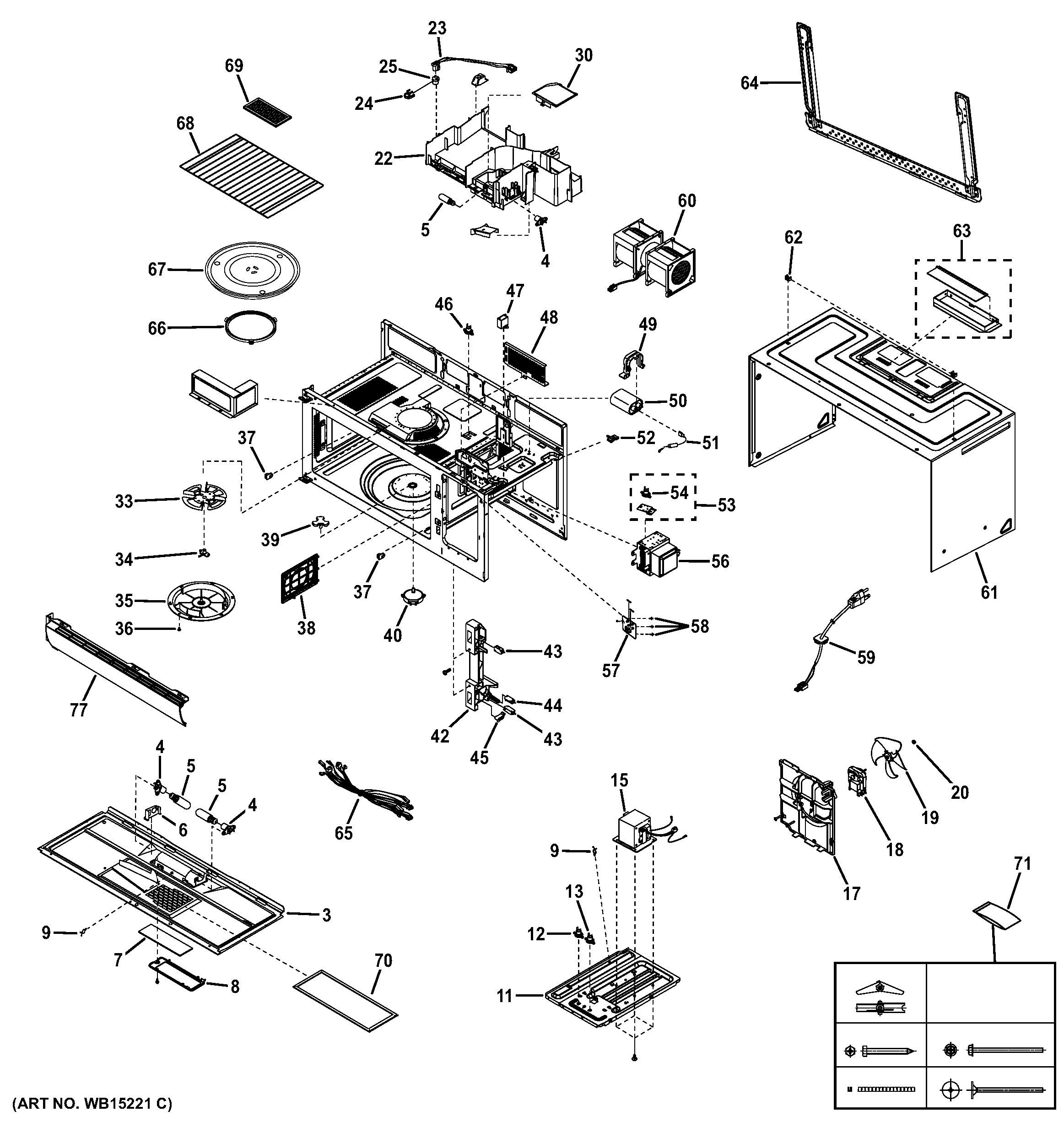 Assembly View for OVEN CAVITY PARTS JNM6171DF1BB