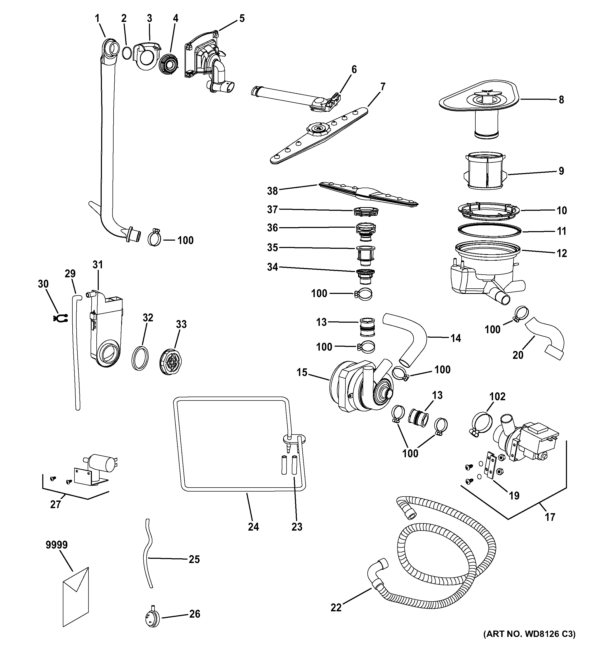 Assembly View for MOTOR-PUMP MECHANISM | GSM1800J00BB
