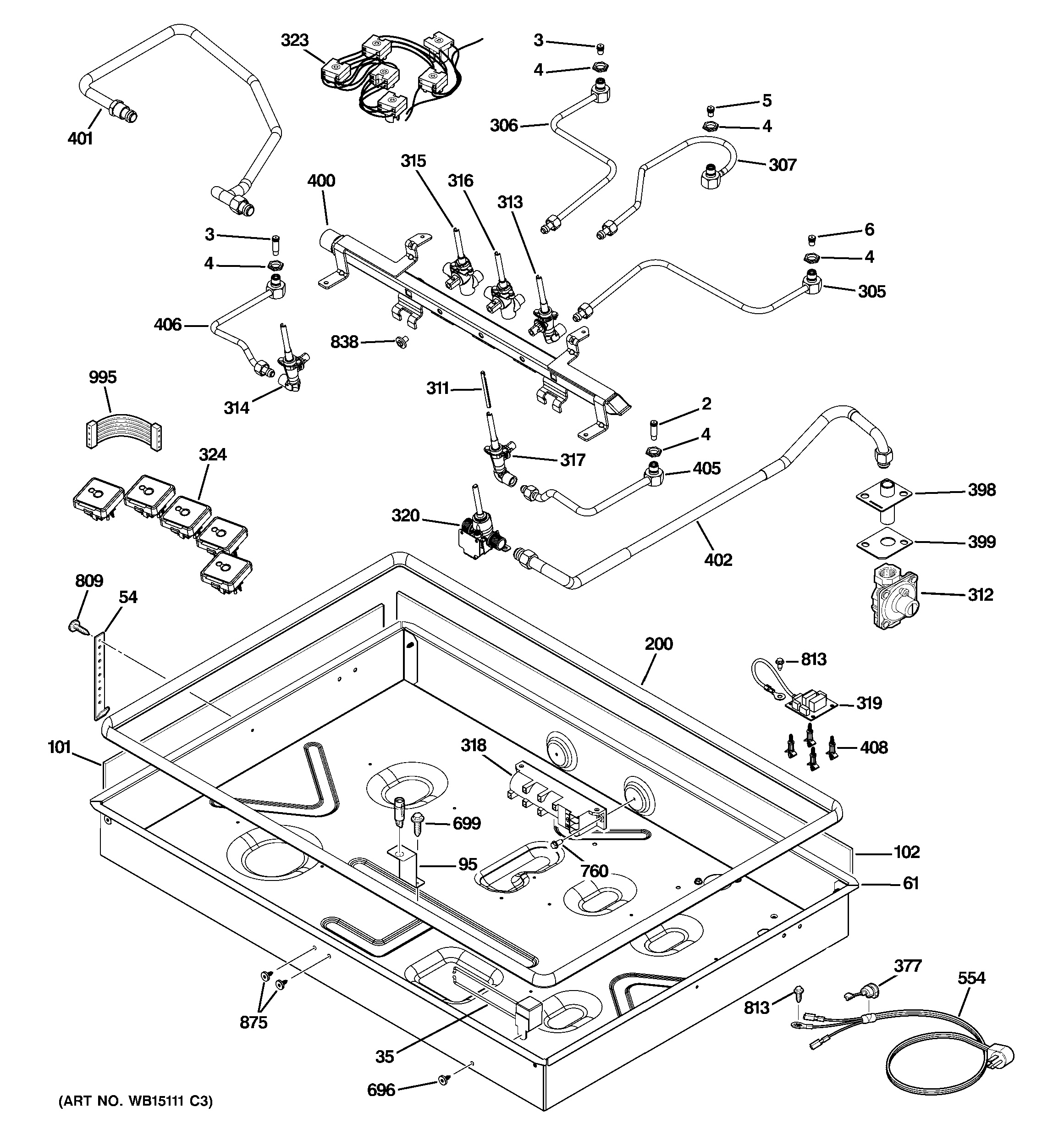 Assembly View for GAS & BURNER PARTS PGP976SET1SS