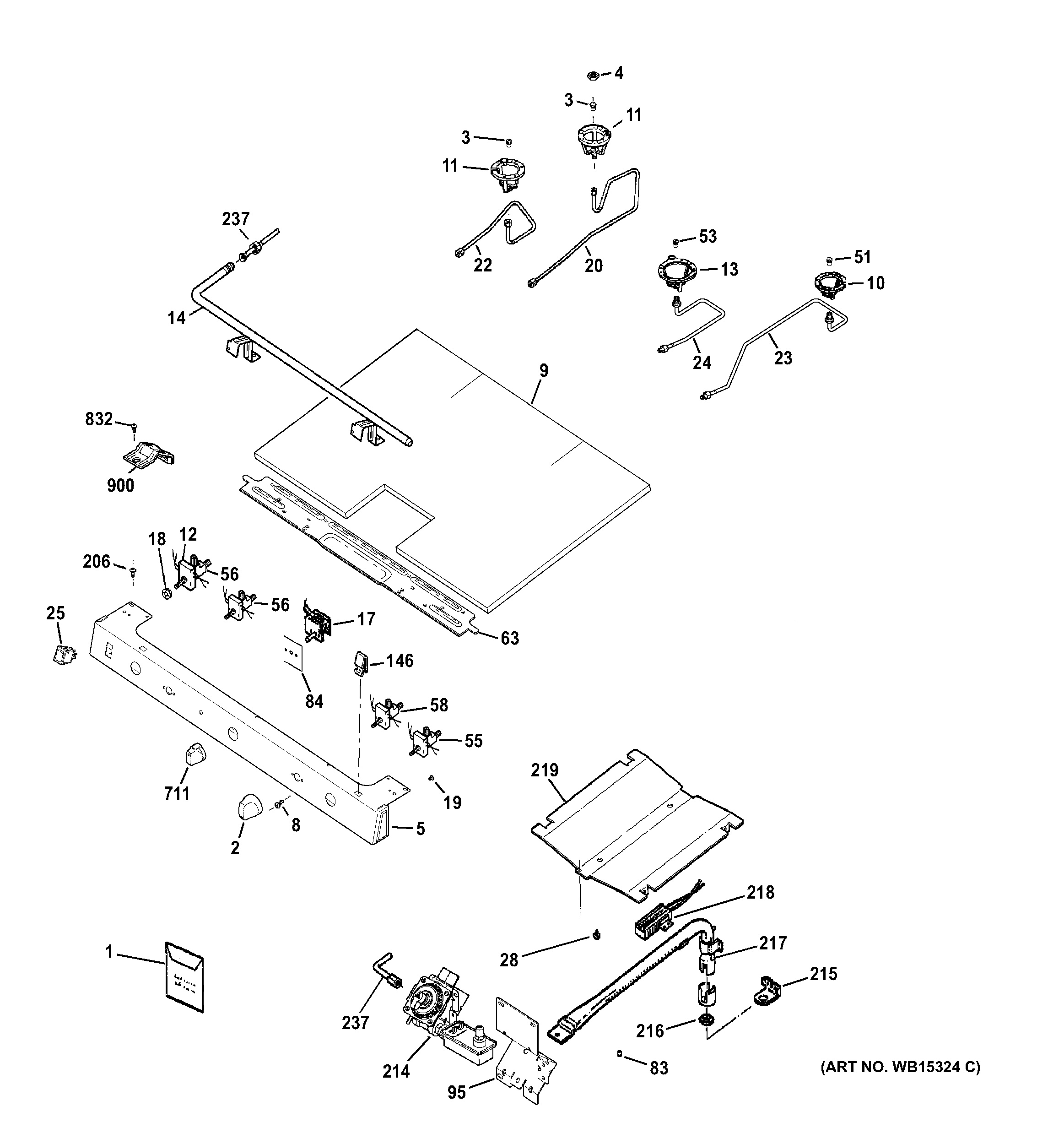 Assembly View For GAS BURNER PARTS AGBS45DEF1BS Assembly View For GAS BURNER PARTS AGBS45DEF1BS