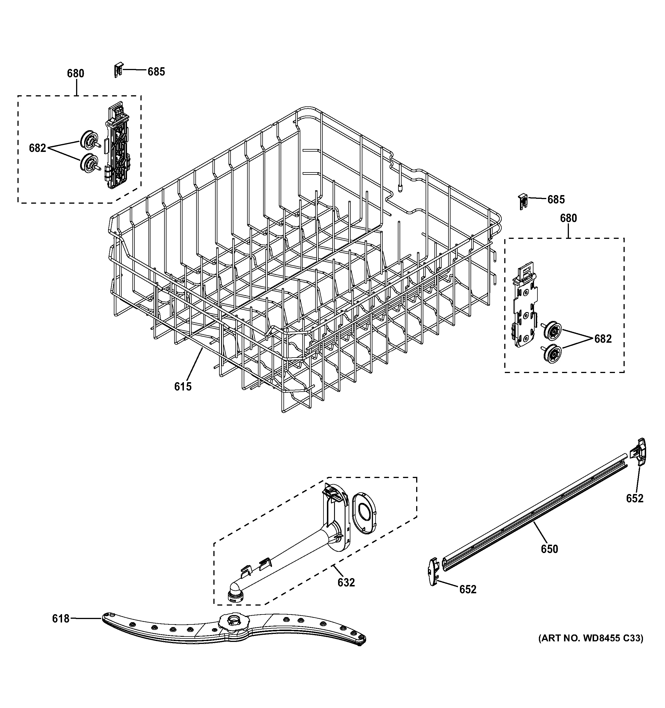 Assembly View For Upper Rack Assembly
