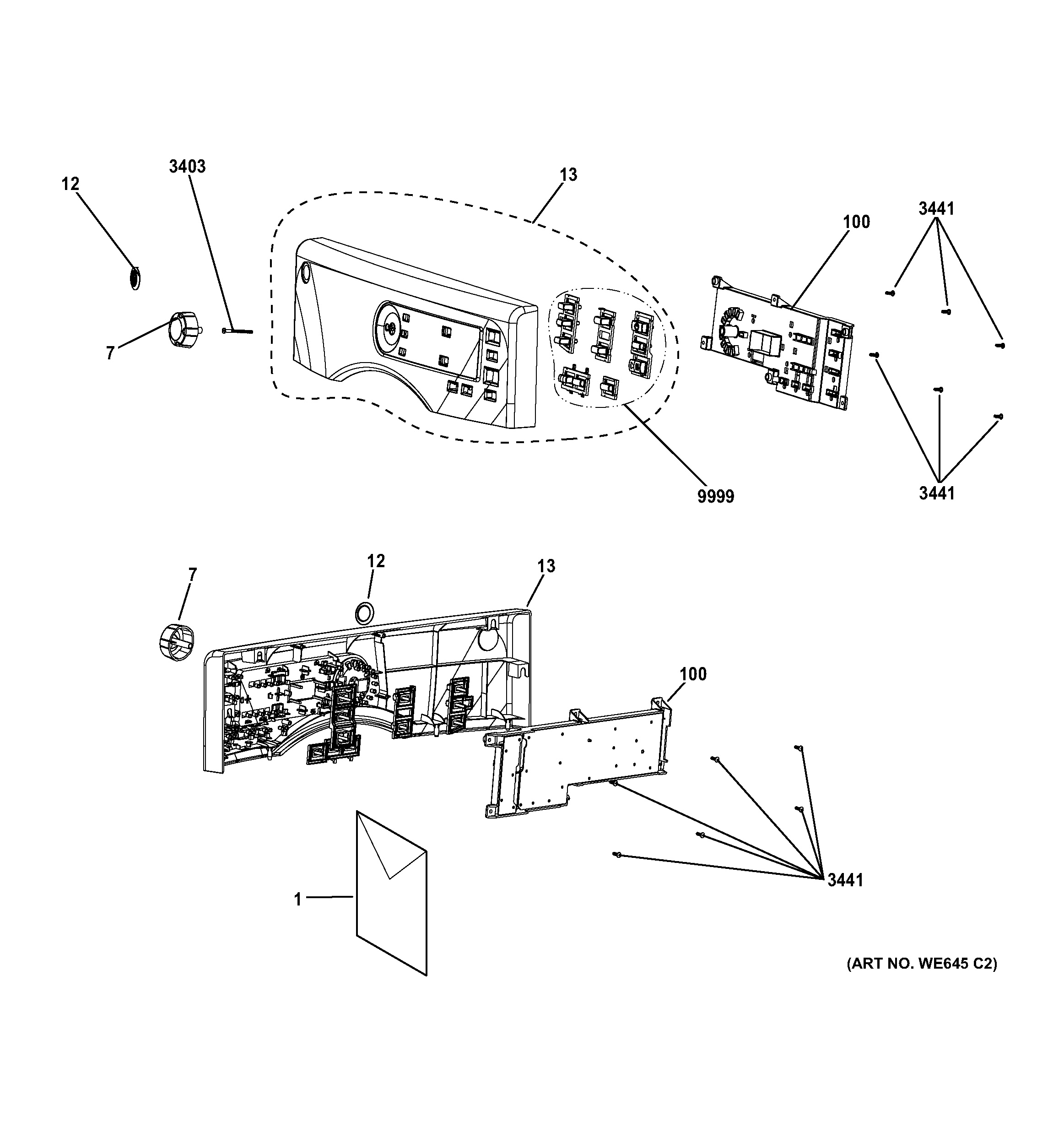 Assembly View for CONTROLS & BACKSPLASH GFDN110ED2WW