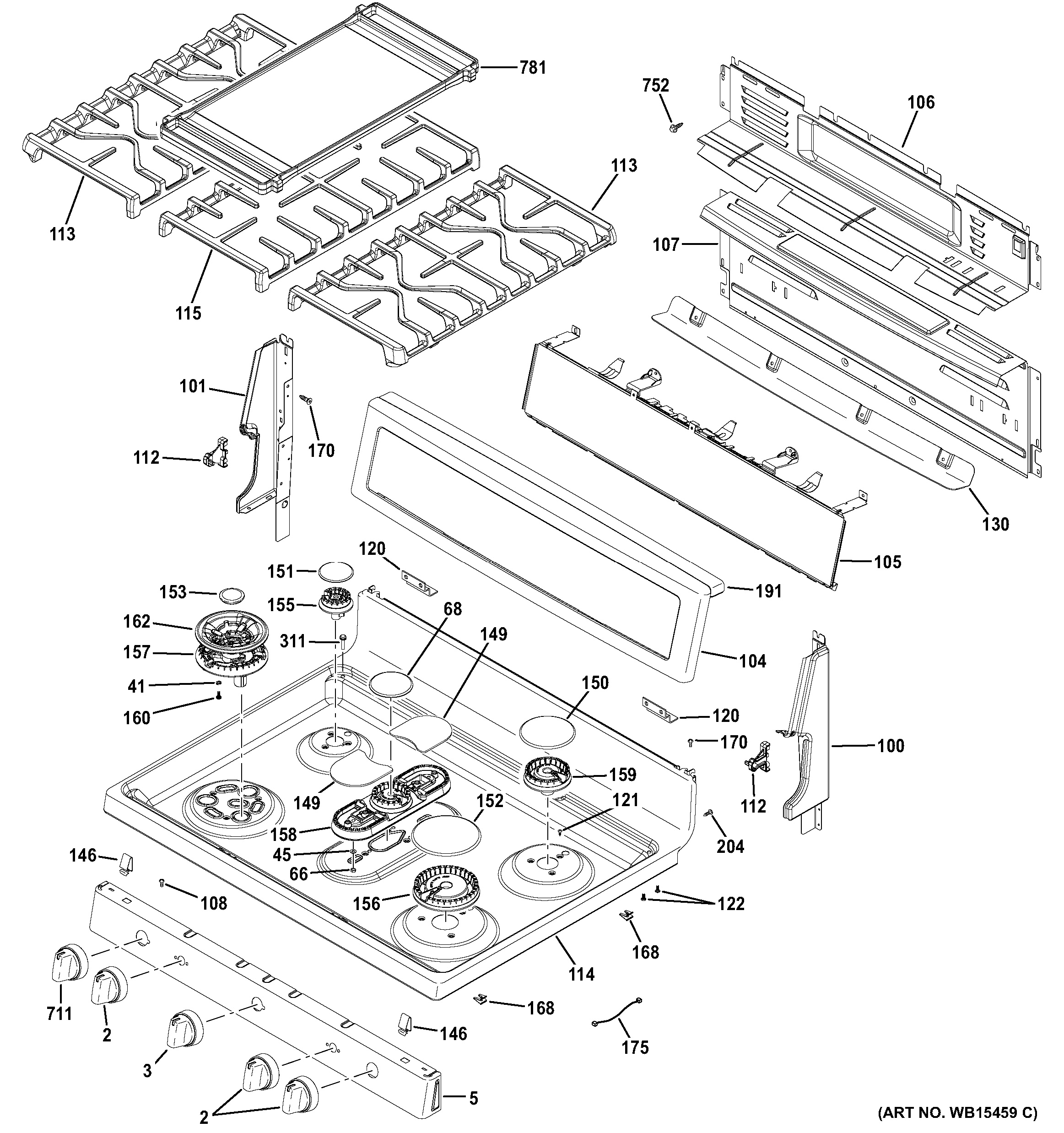 Assembly View for CONTROL PANEL &amp; COOKTOP | PGB930SEJ2SS