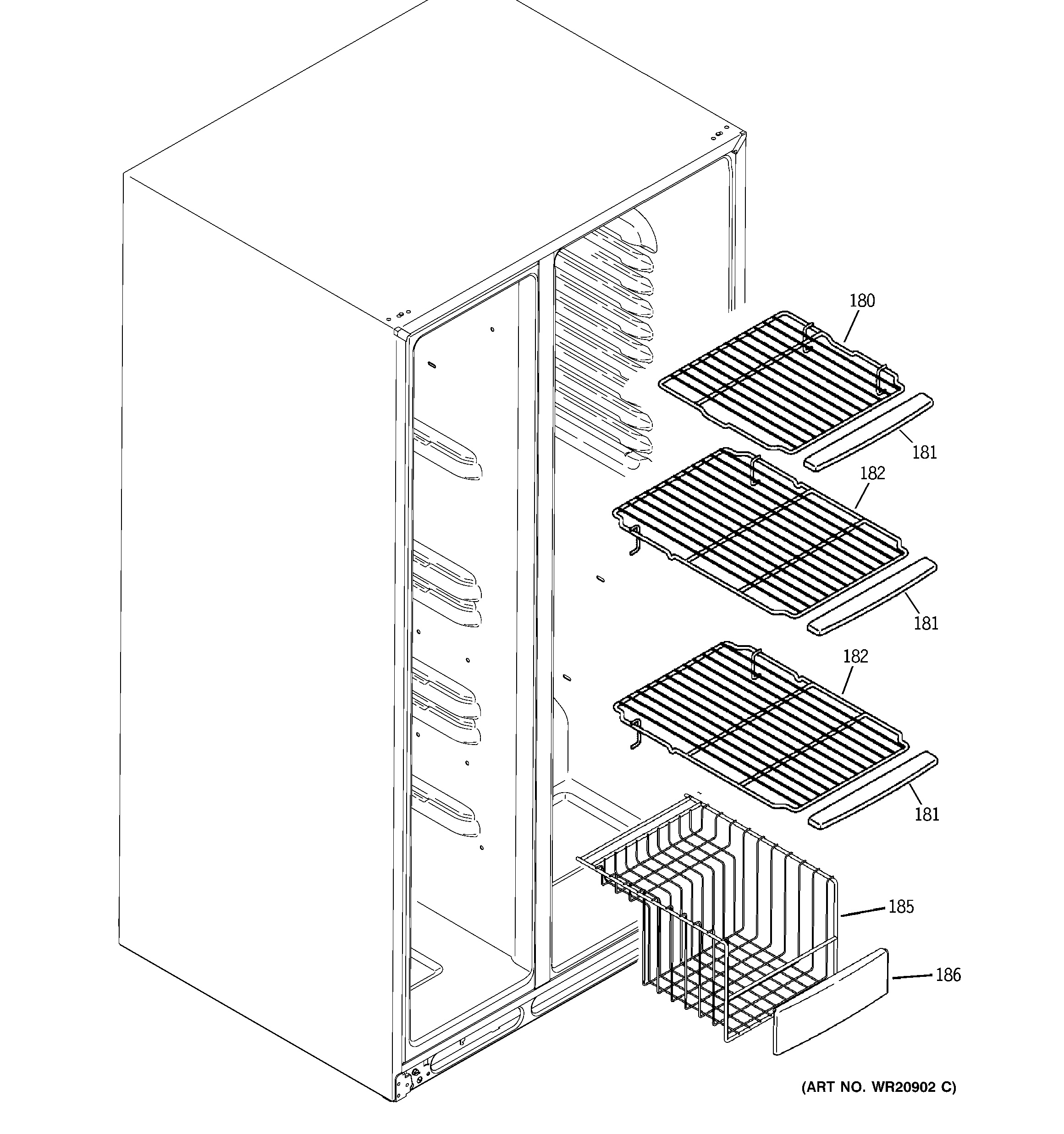 Assembly View for FREEZER SHELVES GSE25GSHECSS